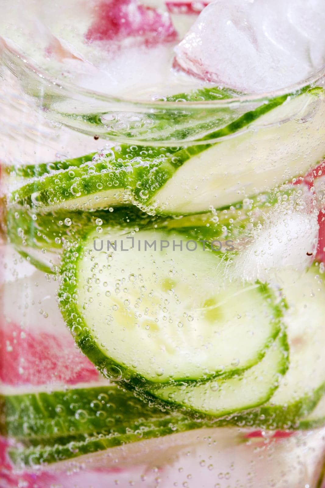 A refreshing drink of sparkling cucumber water