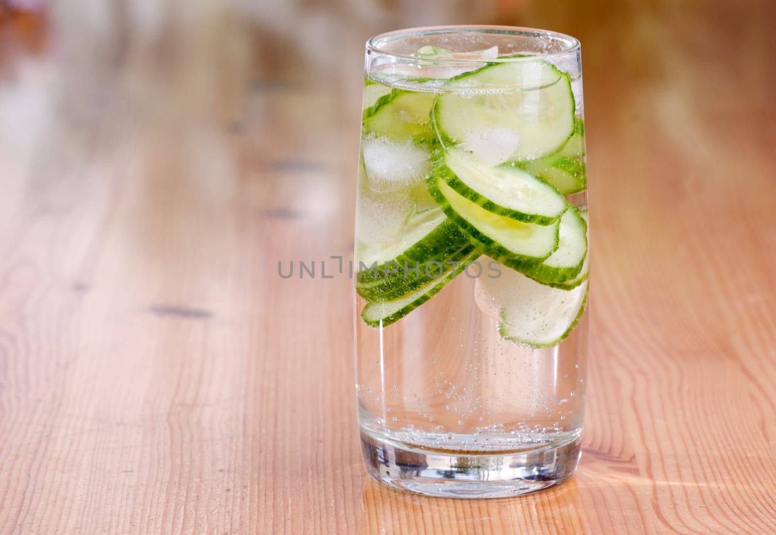 A tasty cucumber carbonated water beverage