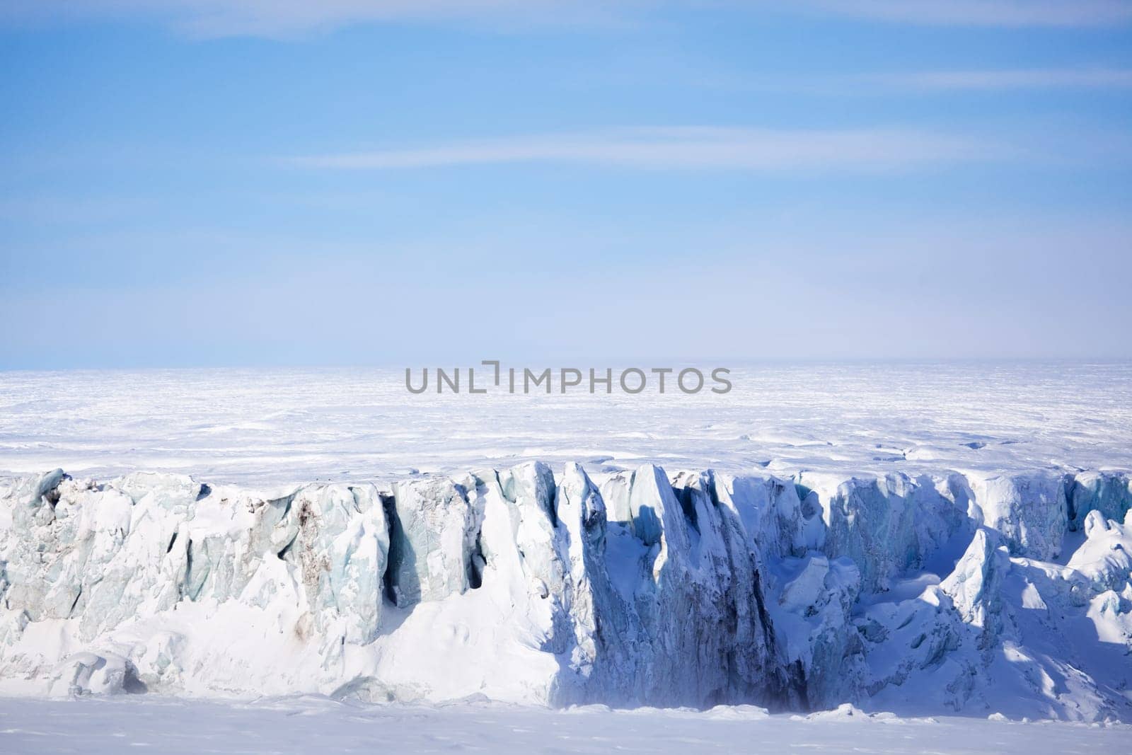 A glacier on the coast of Spitsbergen, Svalbard, Norway.