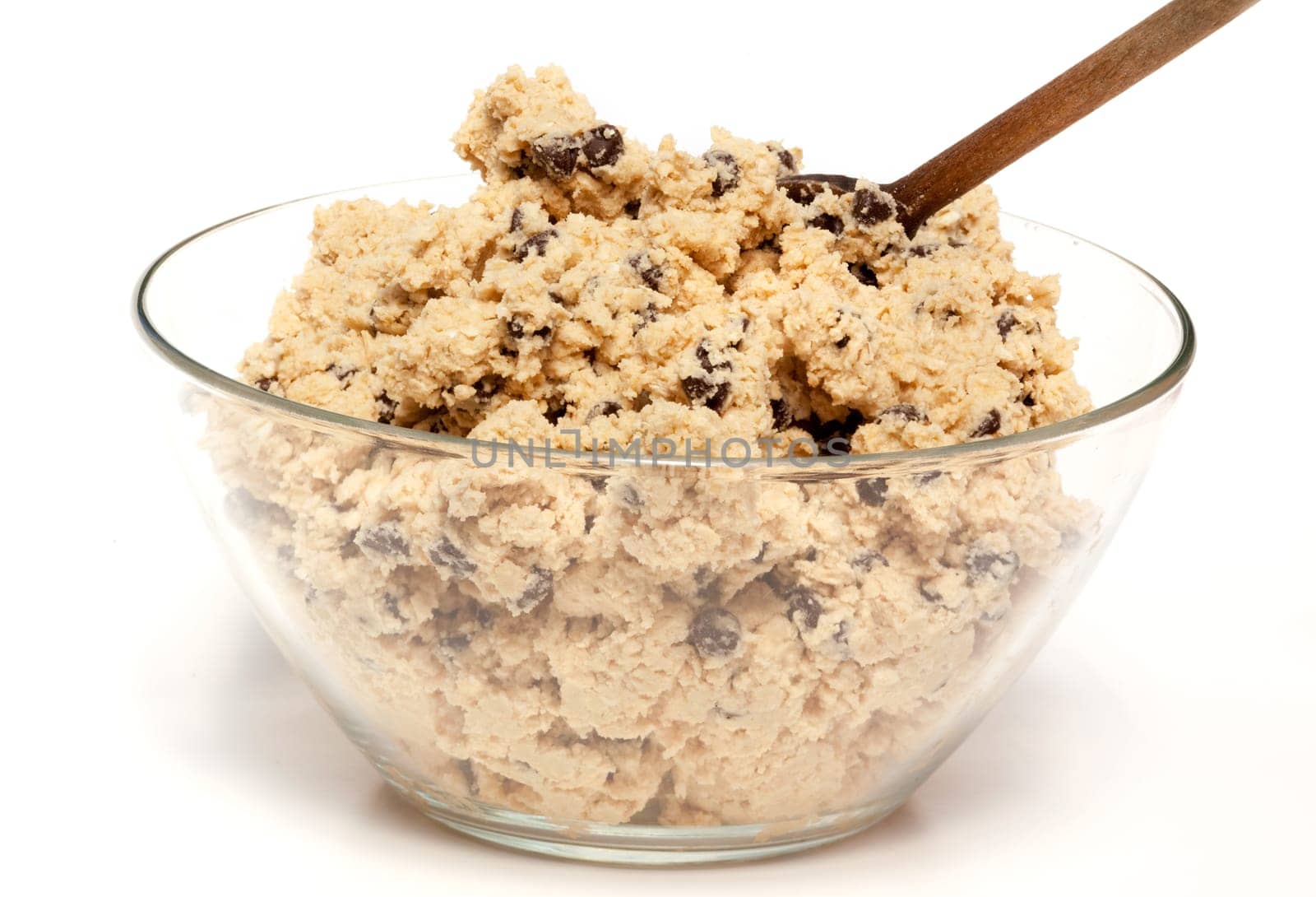 A bowl of raw chocolate chip cookie dough