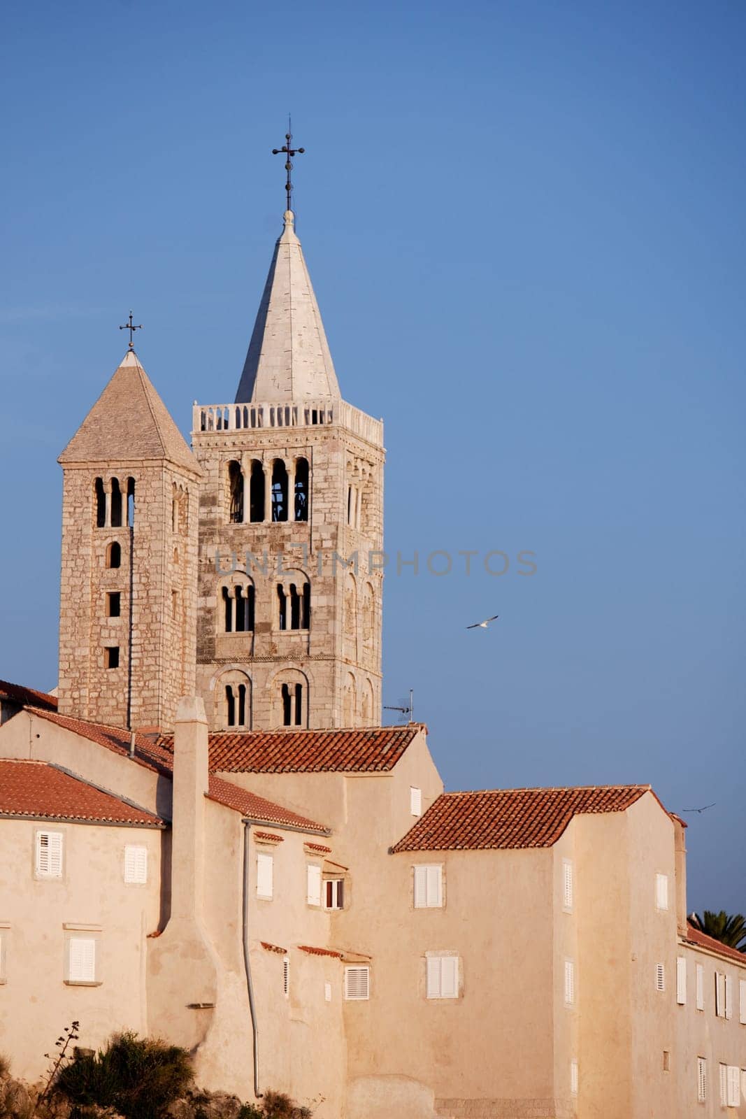 An old stone cathedral on the Island of Rab, Croatia