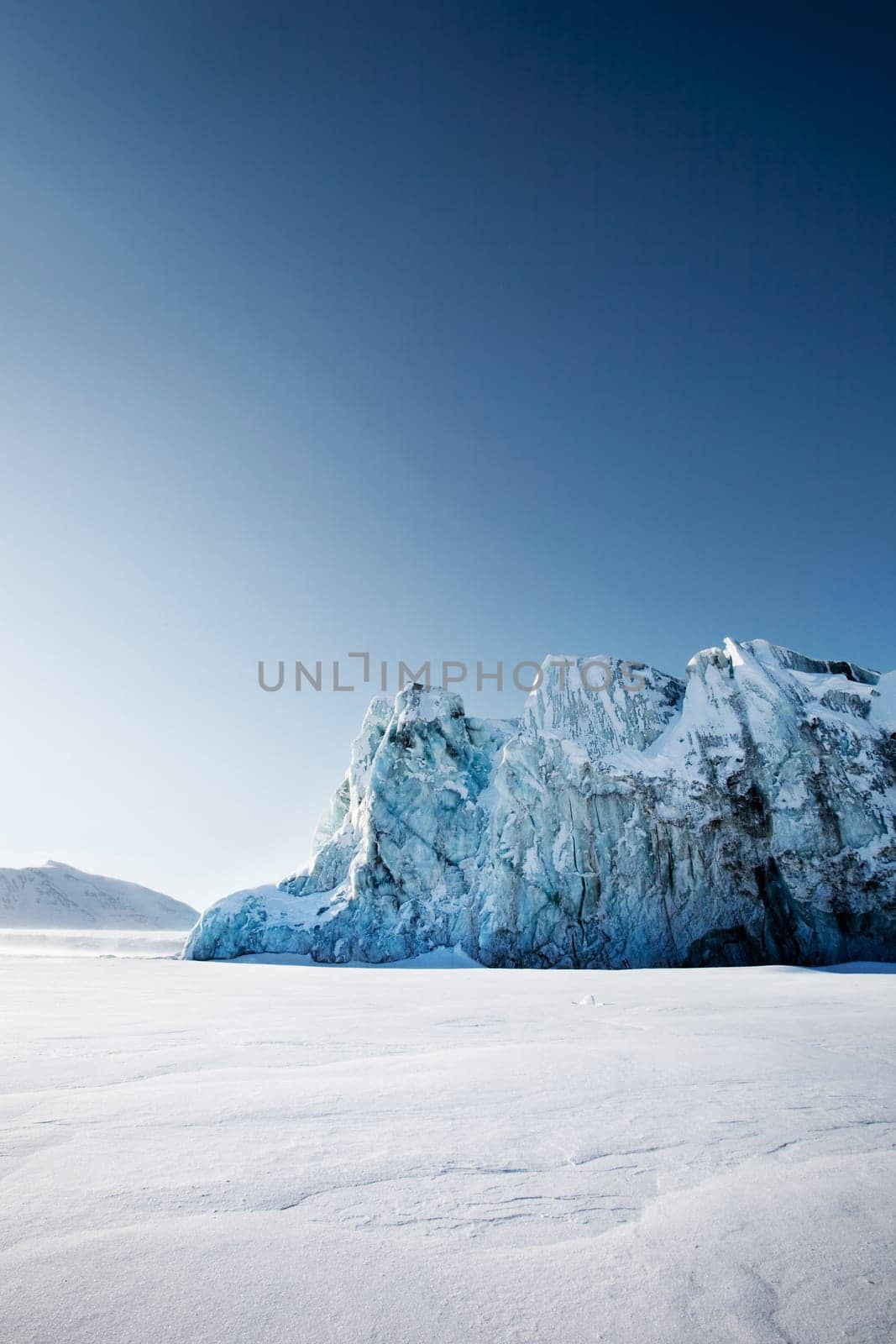 A glacier on the coast of Spitsbergen, Svalbard, Norway.