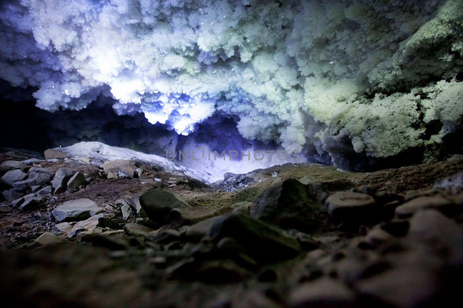 A dark and mysterious snow ice cave - A glacial grotto