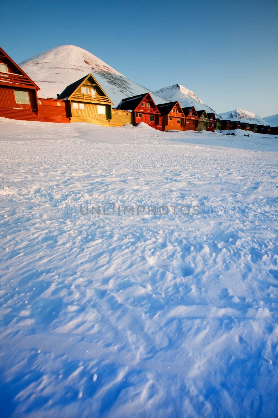 Sunset on Longyearbyen, Norway, the northern most settlement in the world.