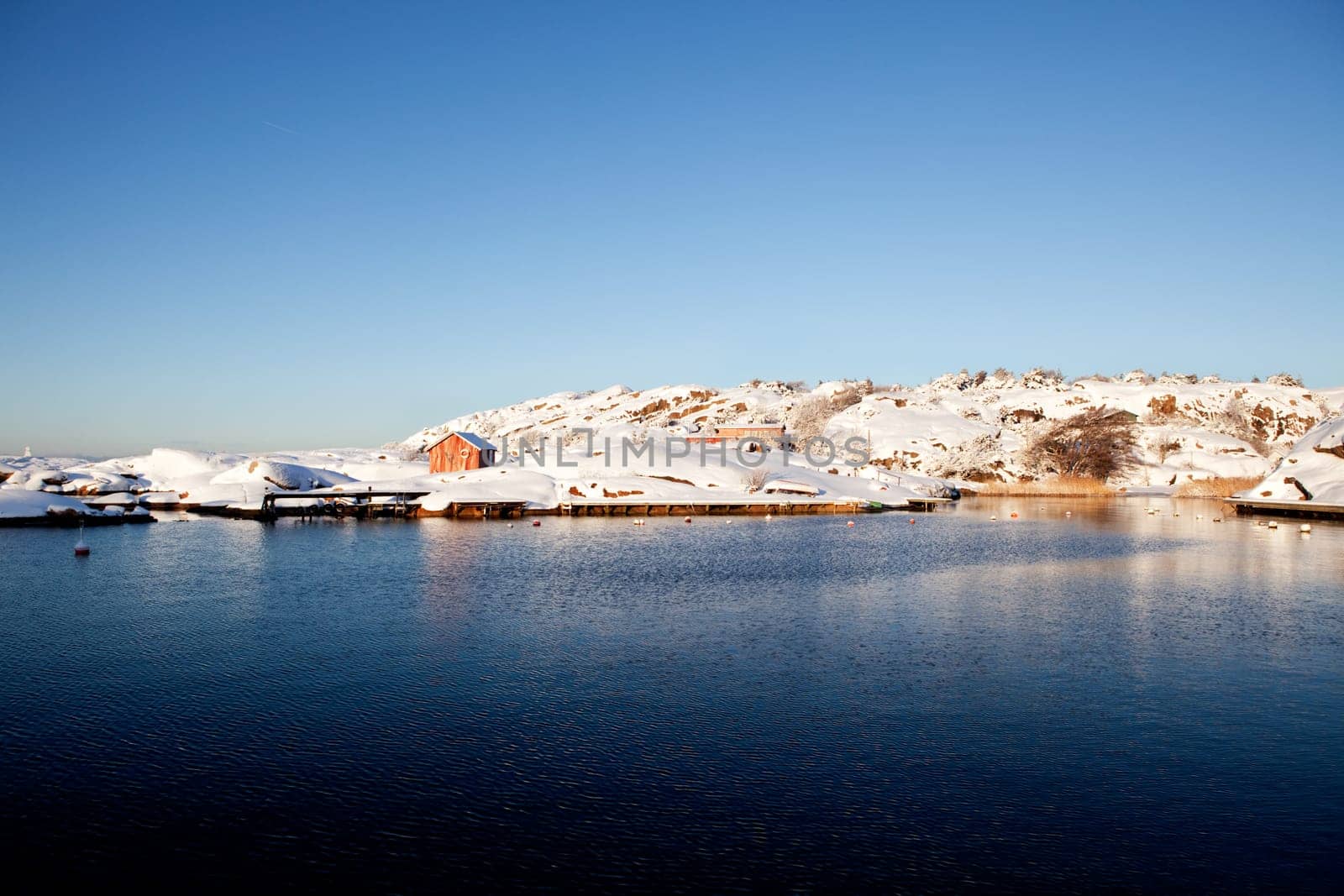 A winter ocean landscape off the Southern coast of Norway