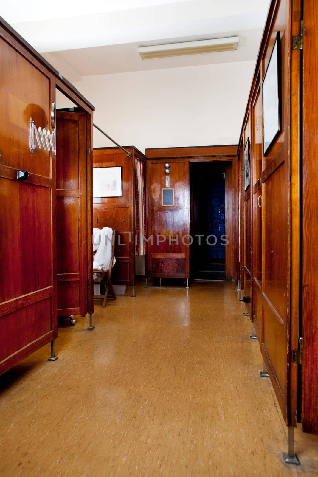 A 1920's functionalism style bath house interior