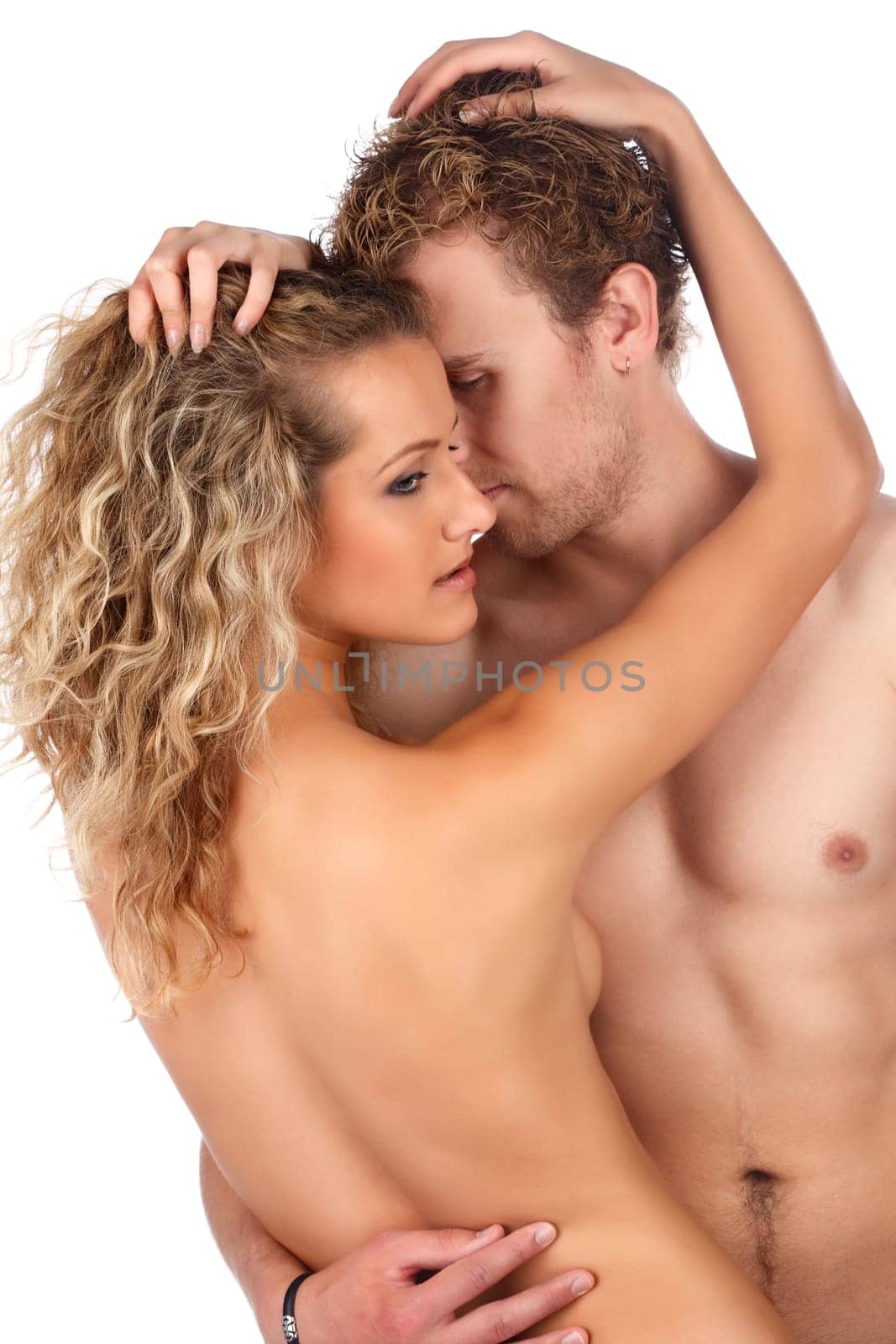 Happy young caucasian couple in romance.