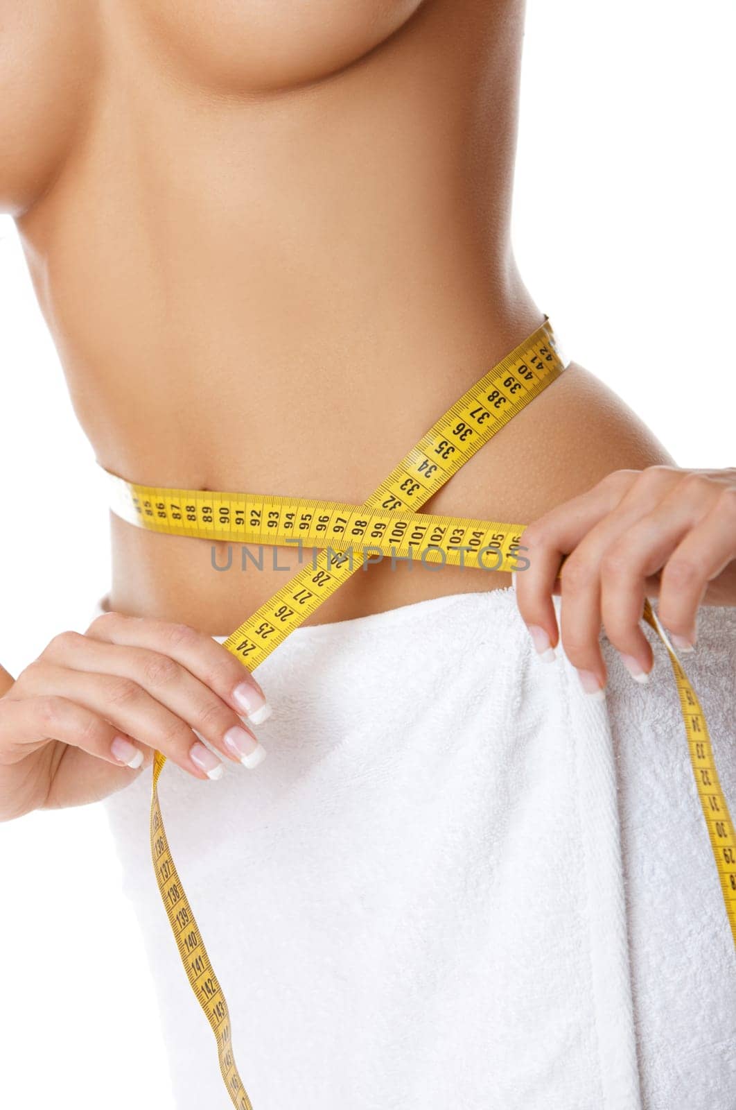 Woman body part is being measured