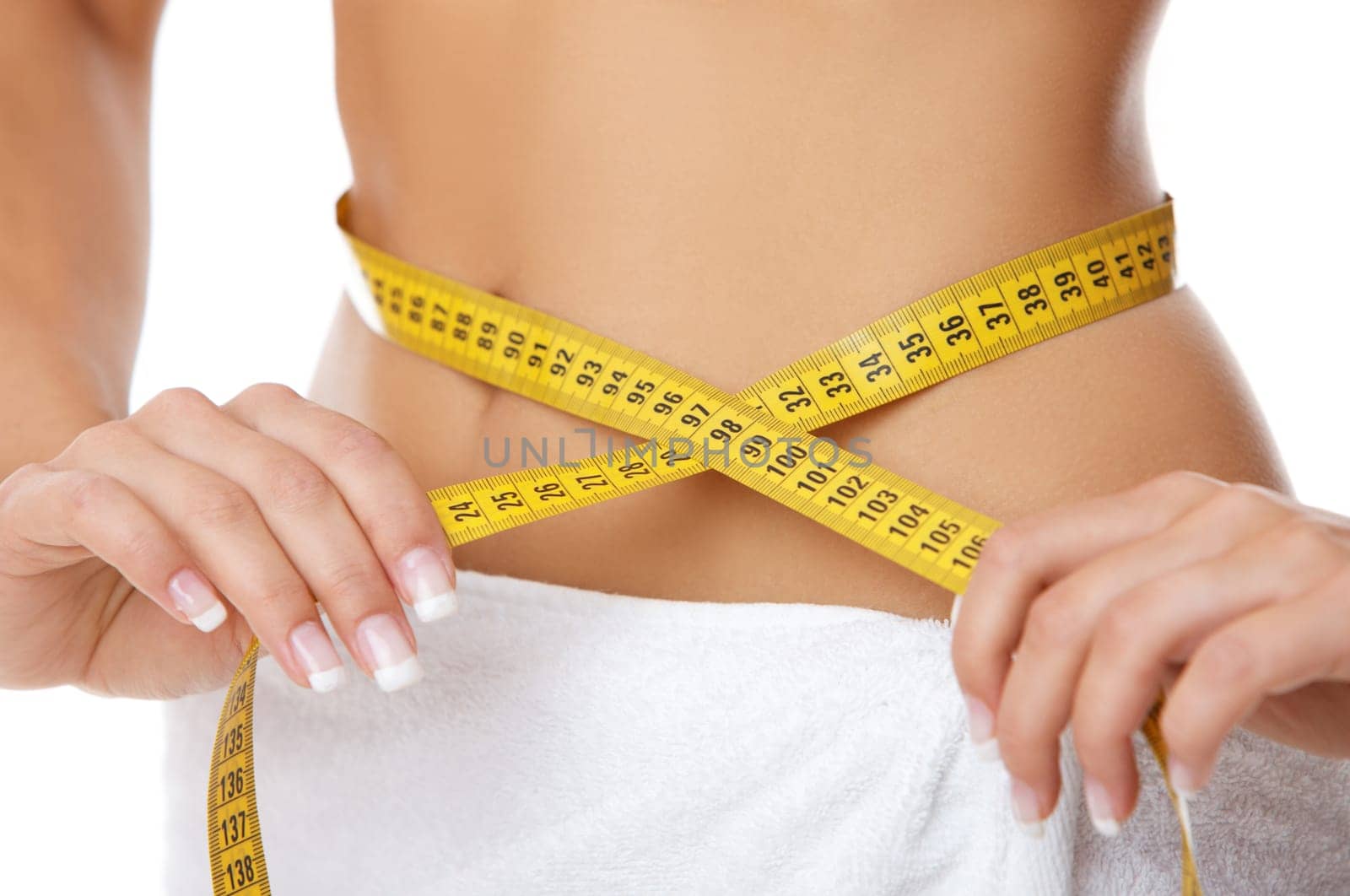 Woman body part is being measured