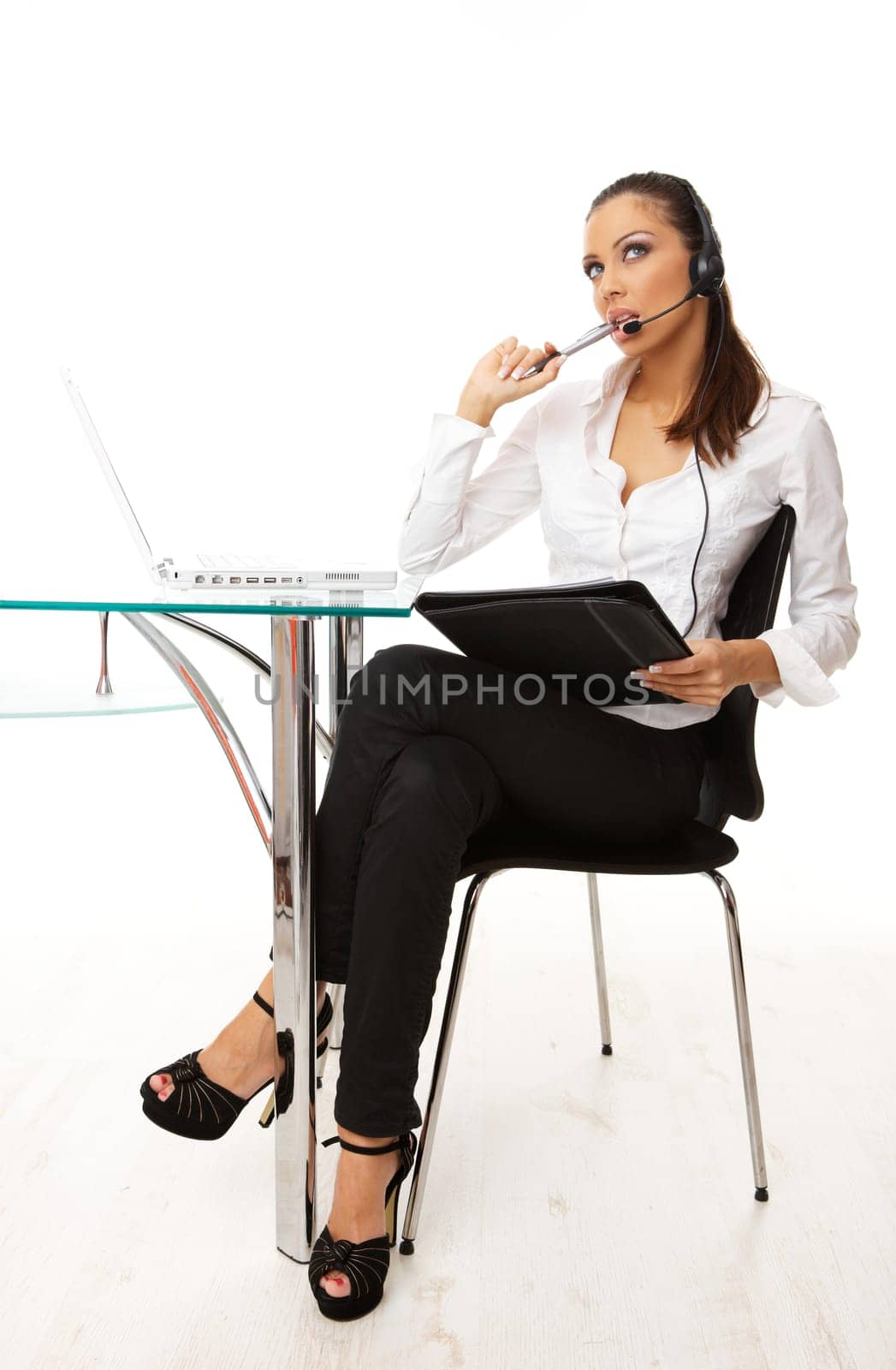 Portrait of beautiful business woman with laptop