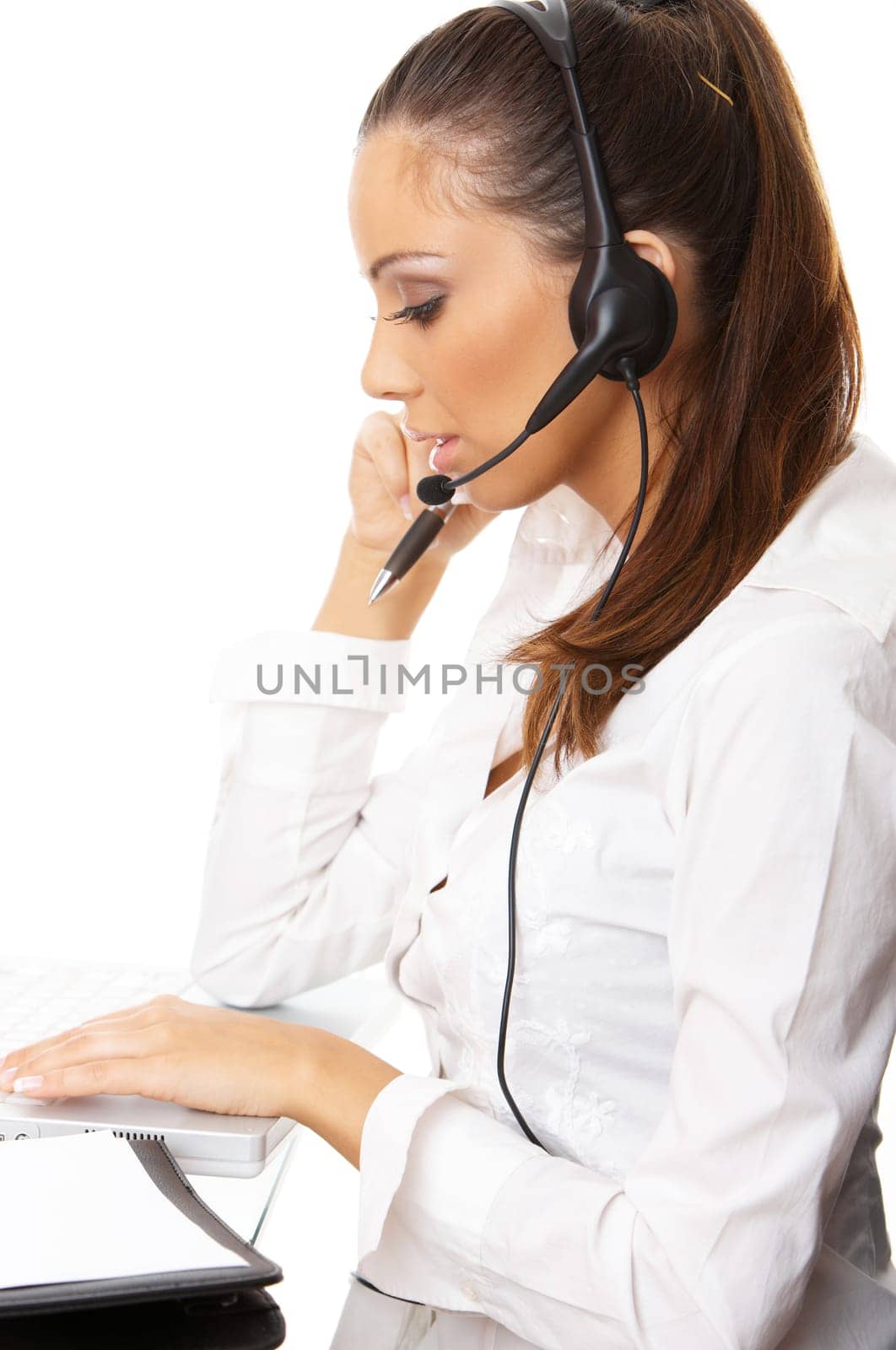 Portrait of beautiful business woman with laptop