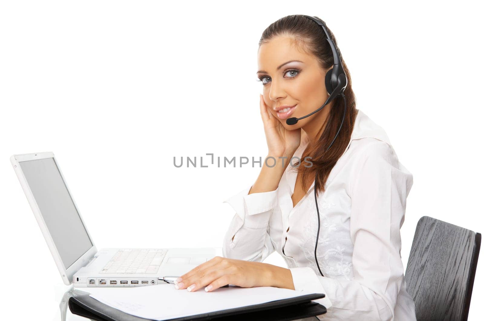 Portrait of beautiful business woman with laptop