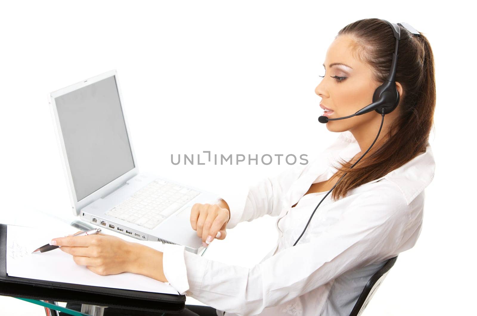 Portrait of beautiful business woman with laptop