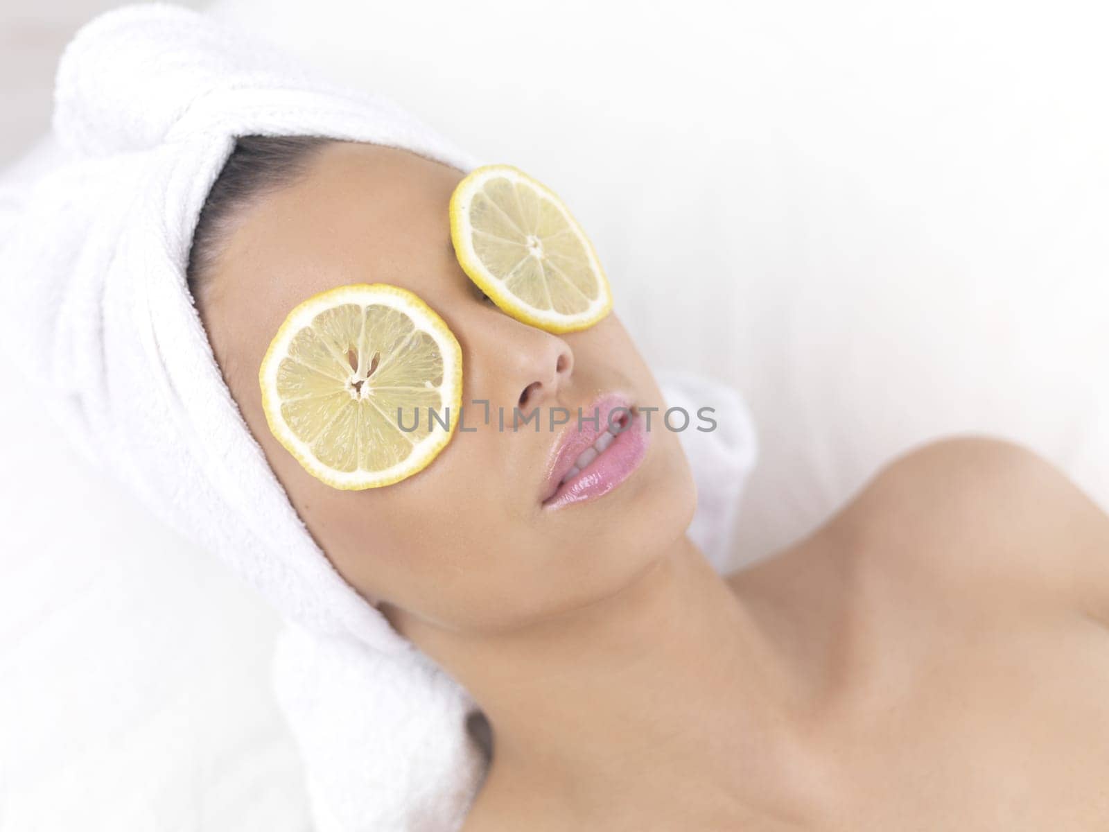 Portrait of beautiful woman during spa treatment