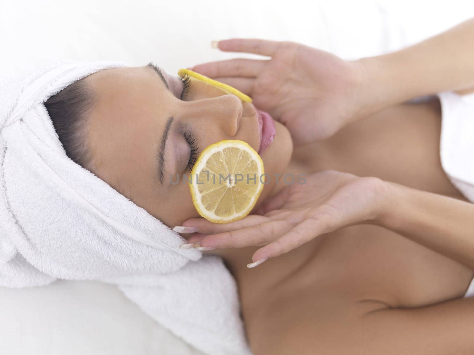 Portrait of beautiful woman during spa treatment