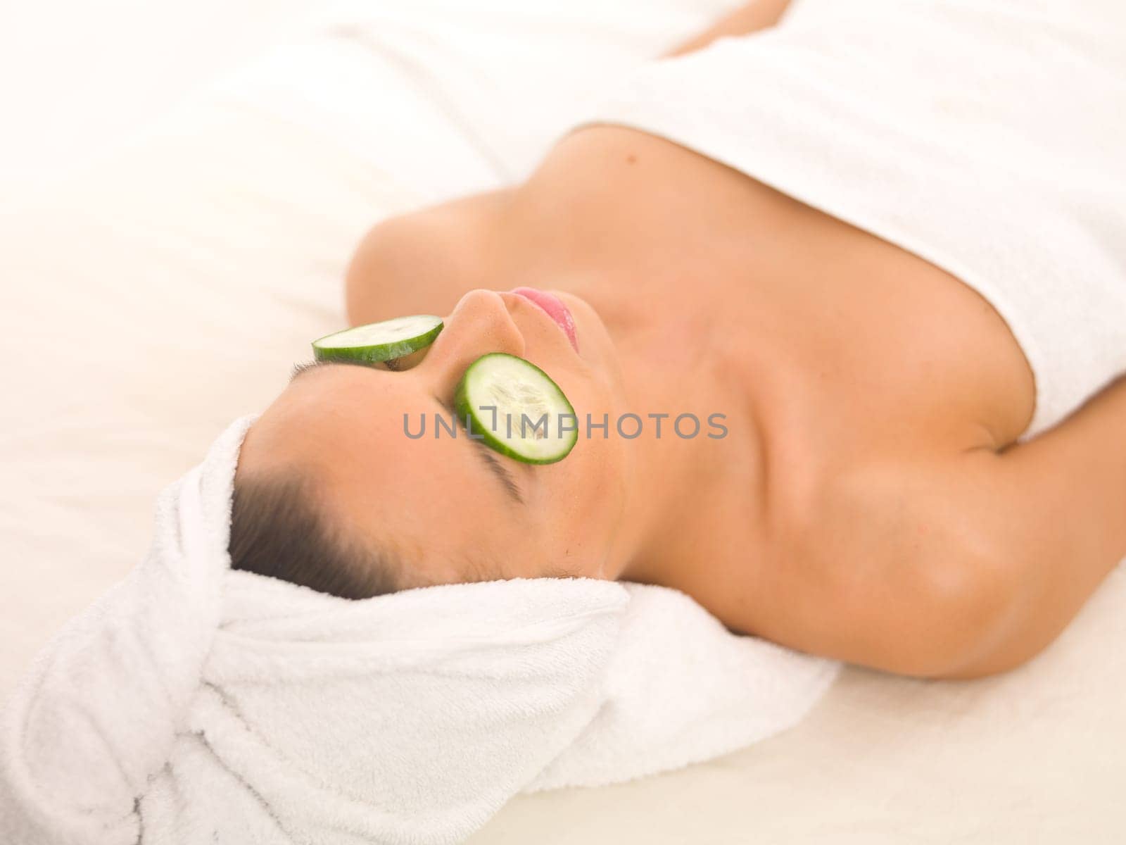 Portrait of beautiful woman during spa treatment