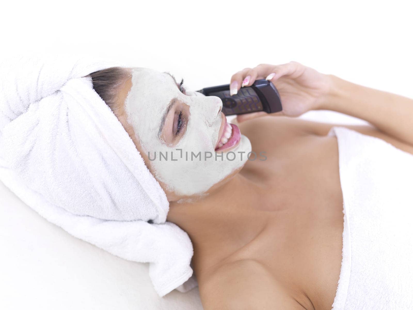 Portrait of beautiful woman during spa treatment