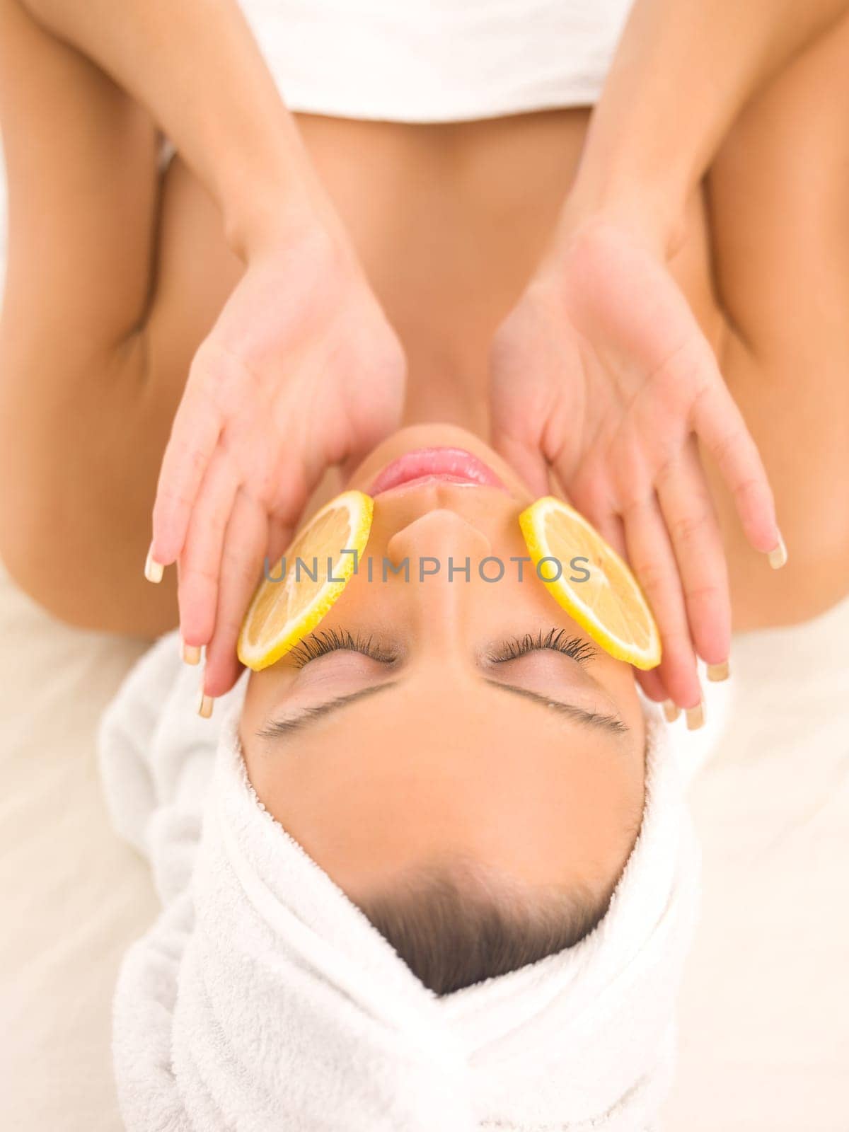 Portrait of beautiful woman during spa treatment