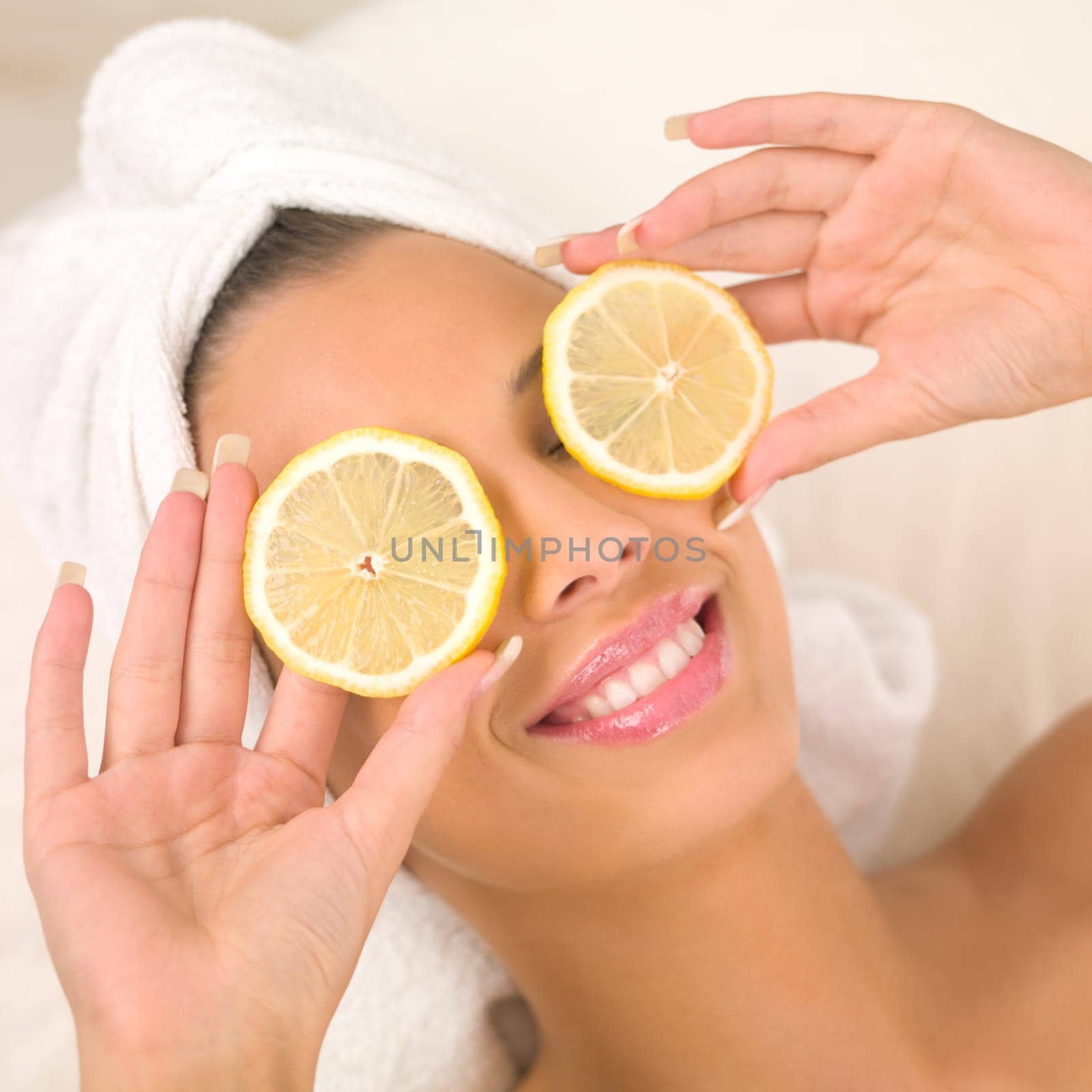 Portrait of beautiful woman during spa treatment