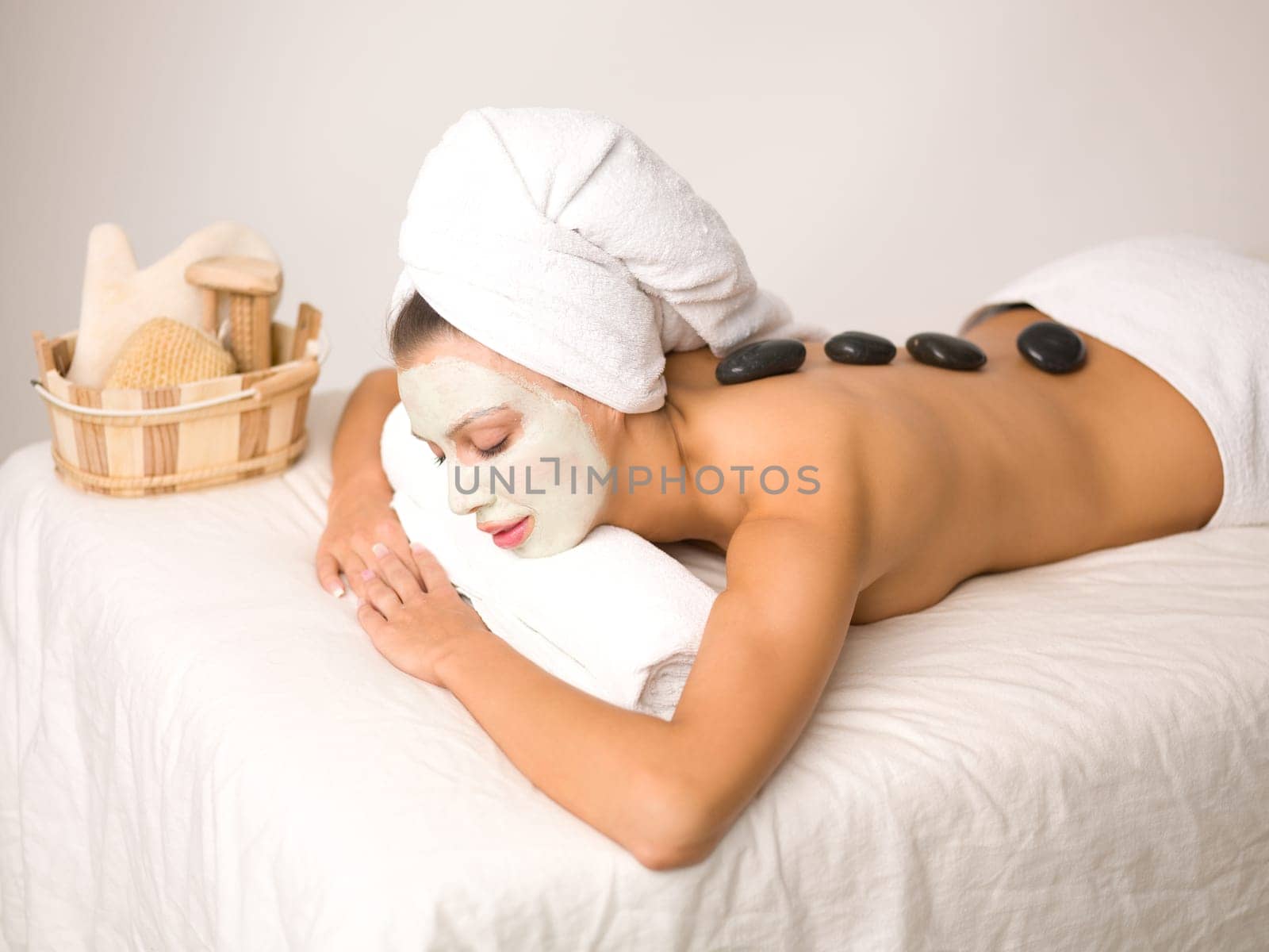 Portrait of beautiful woman during spa treatment