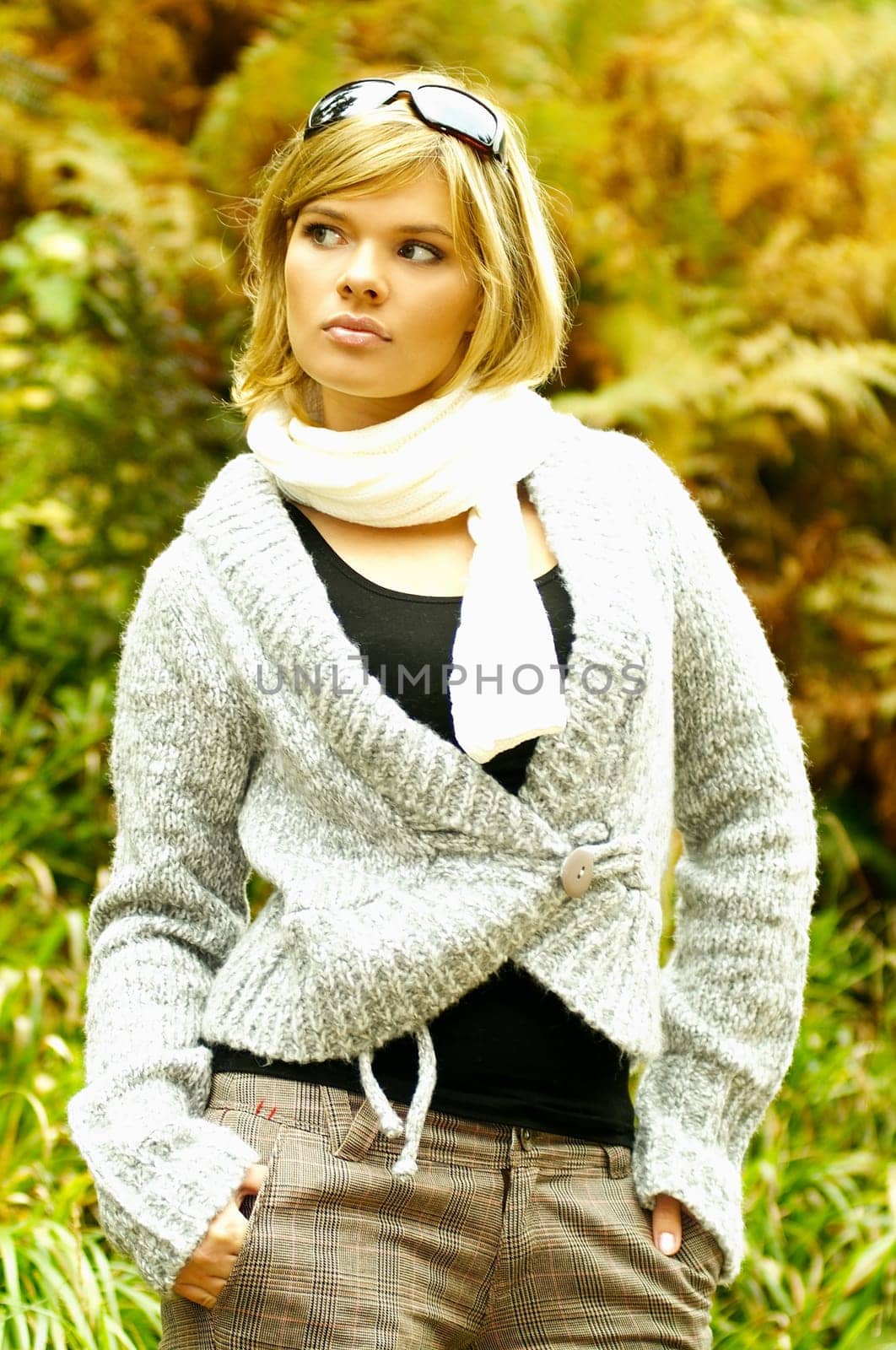 20-25 years old beautiful sexy woman portrait in autumn outdoors
