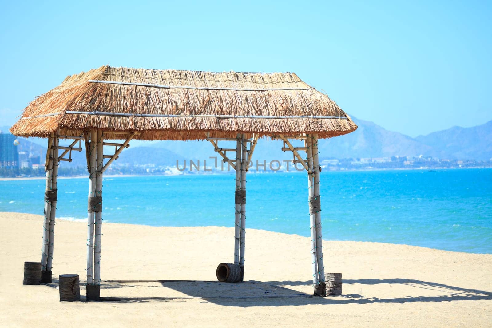 Canopy on the tropical beach at sunny day