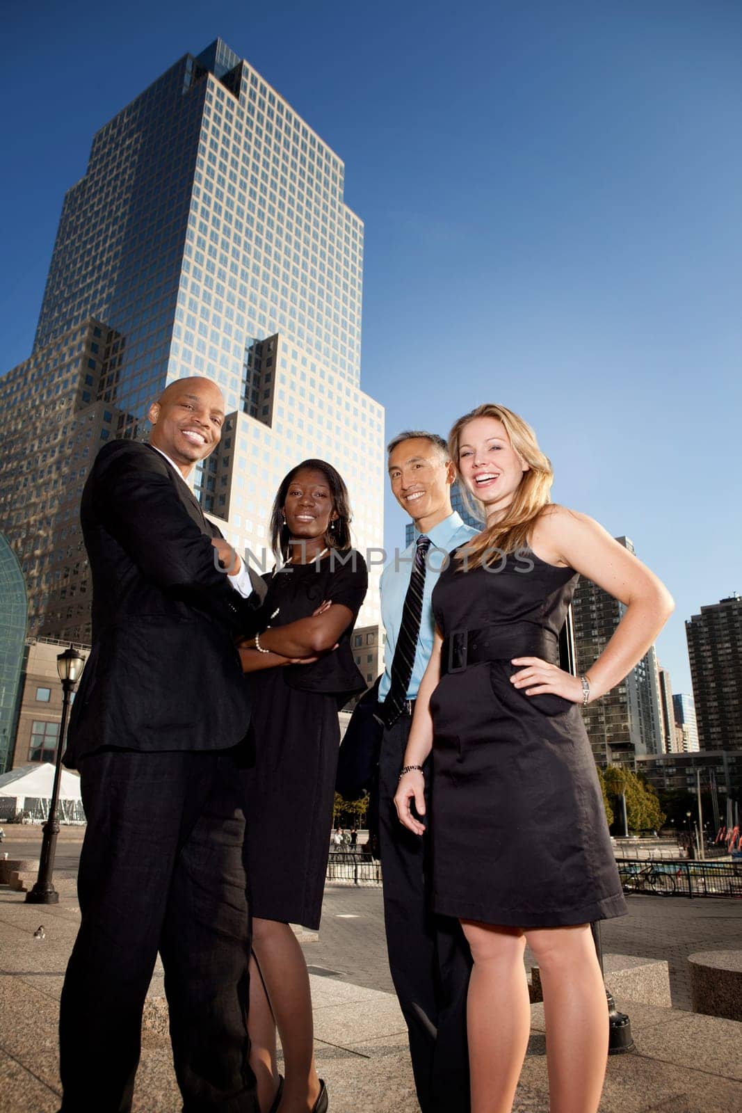 A group of successful business people downtown