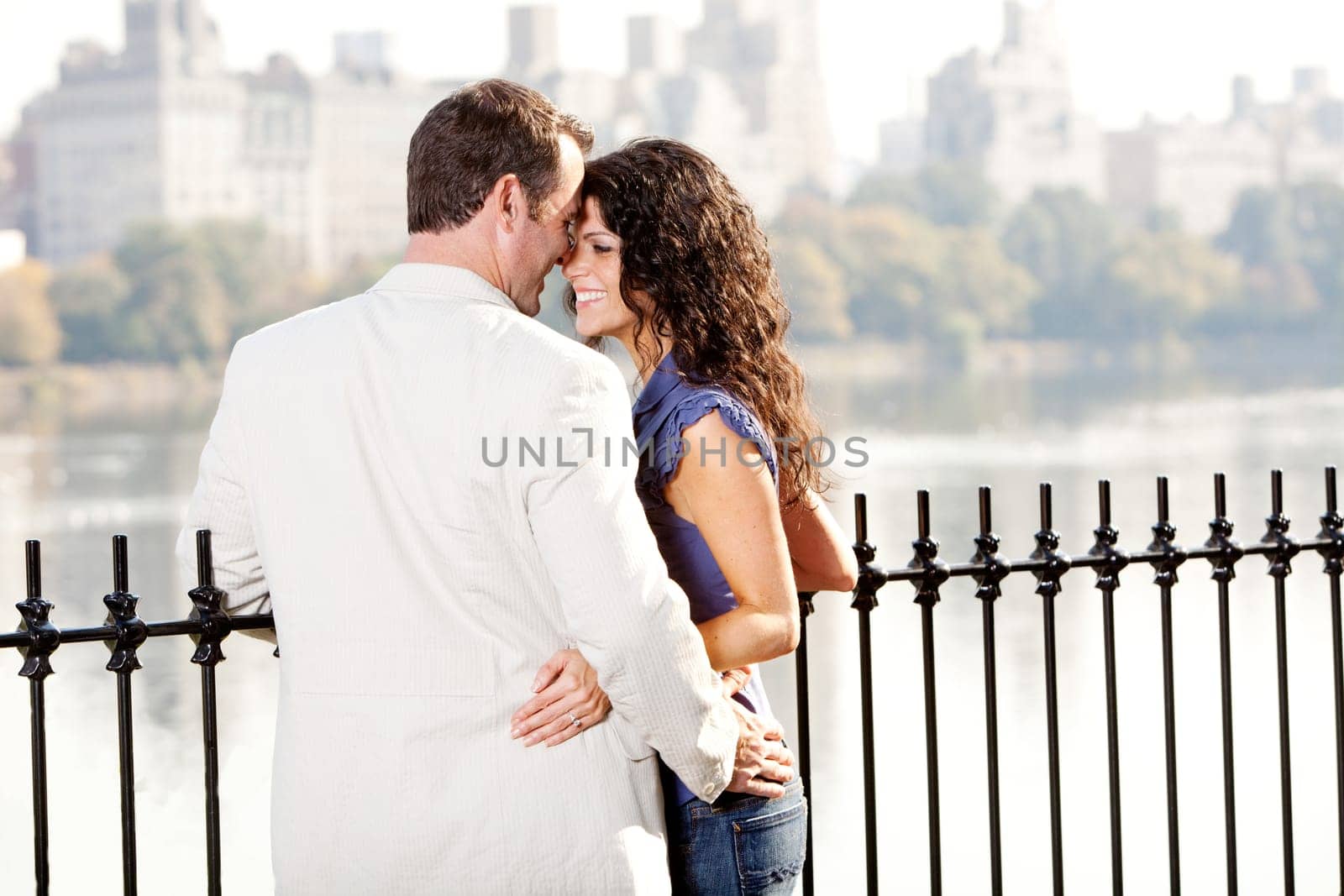 A couple on a date in a city park