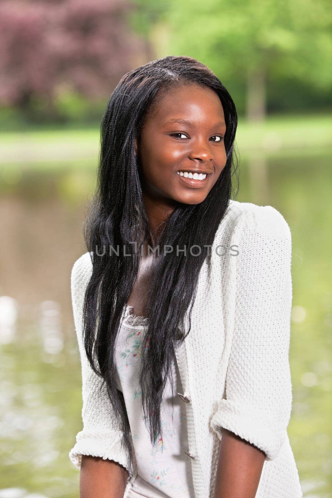 Portrait of happy smiling young African American woman