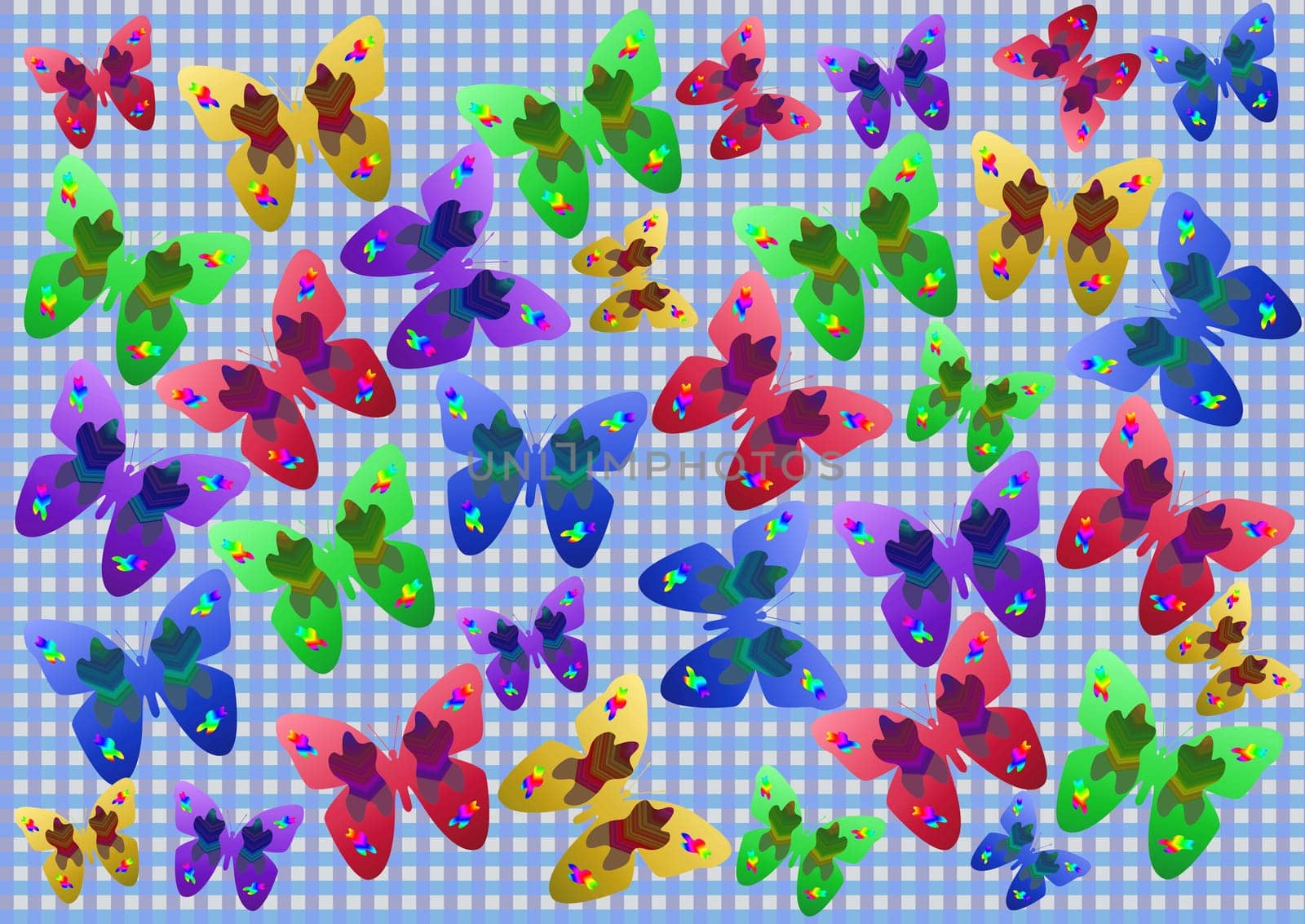group of colored butterflies