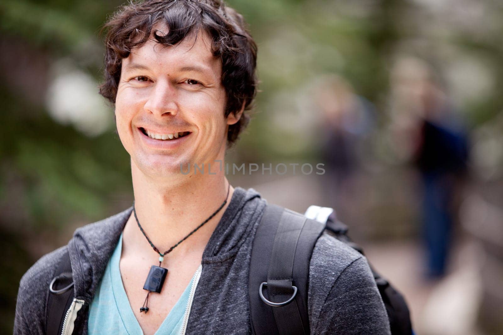 A portrait of a man outdoor on a hike