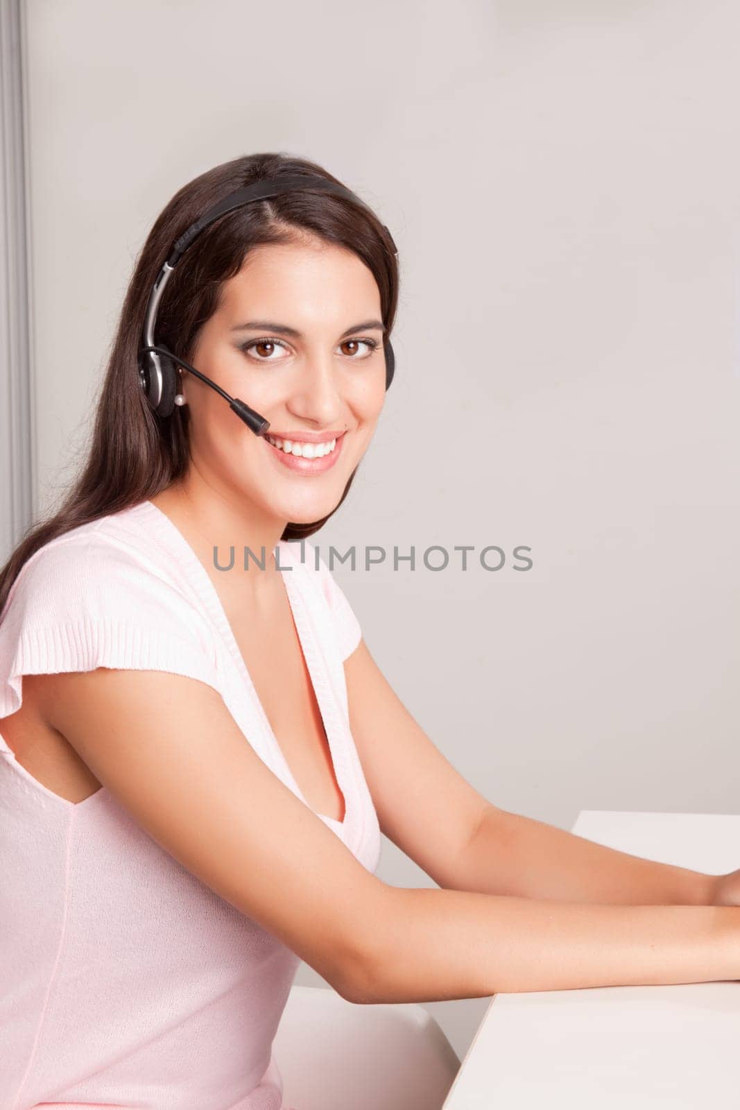 A pretty female on a customer service help line