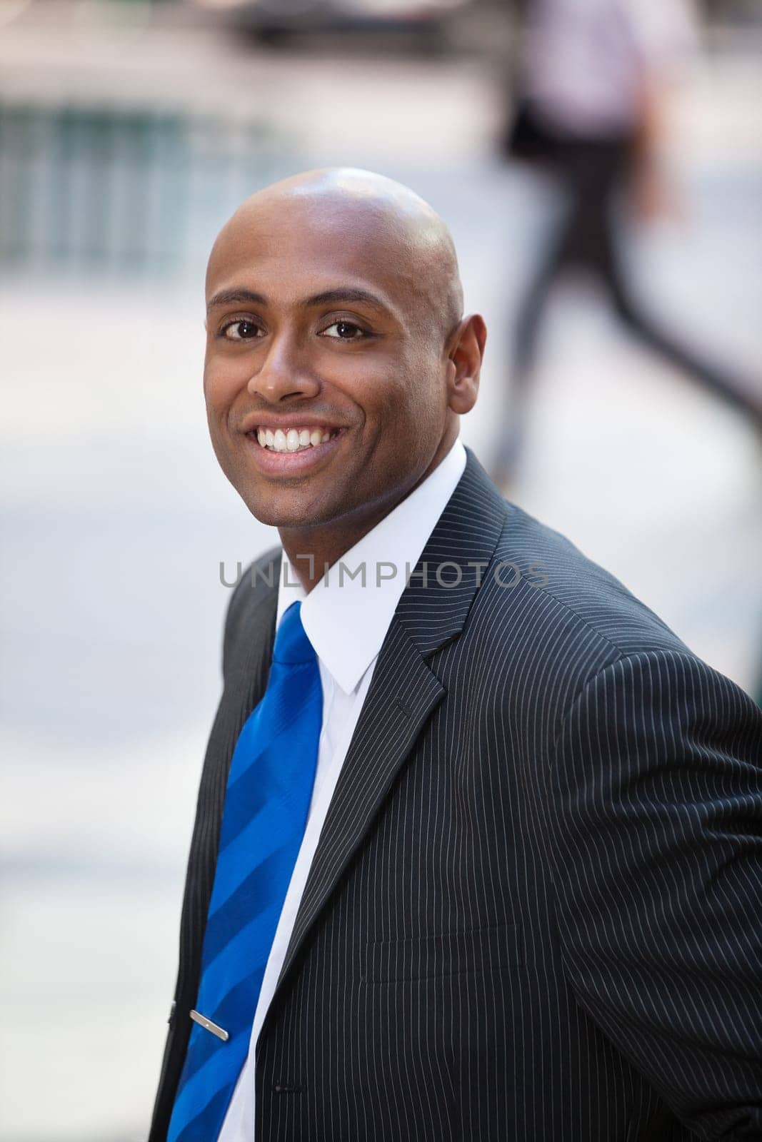 Close-up portrait of a smiling African American business man