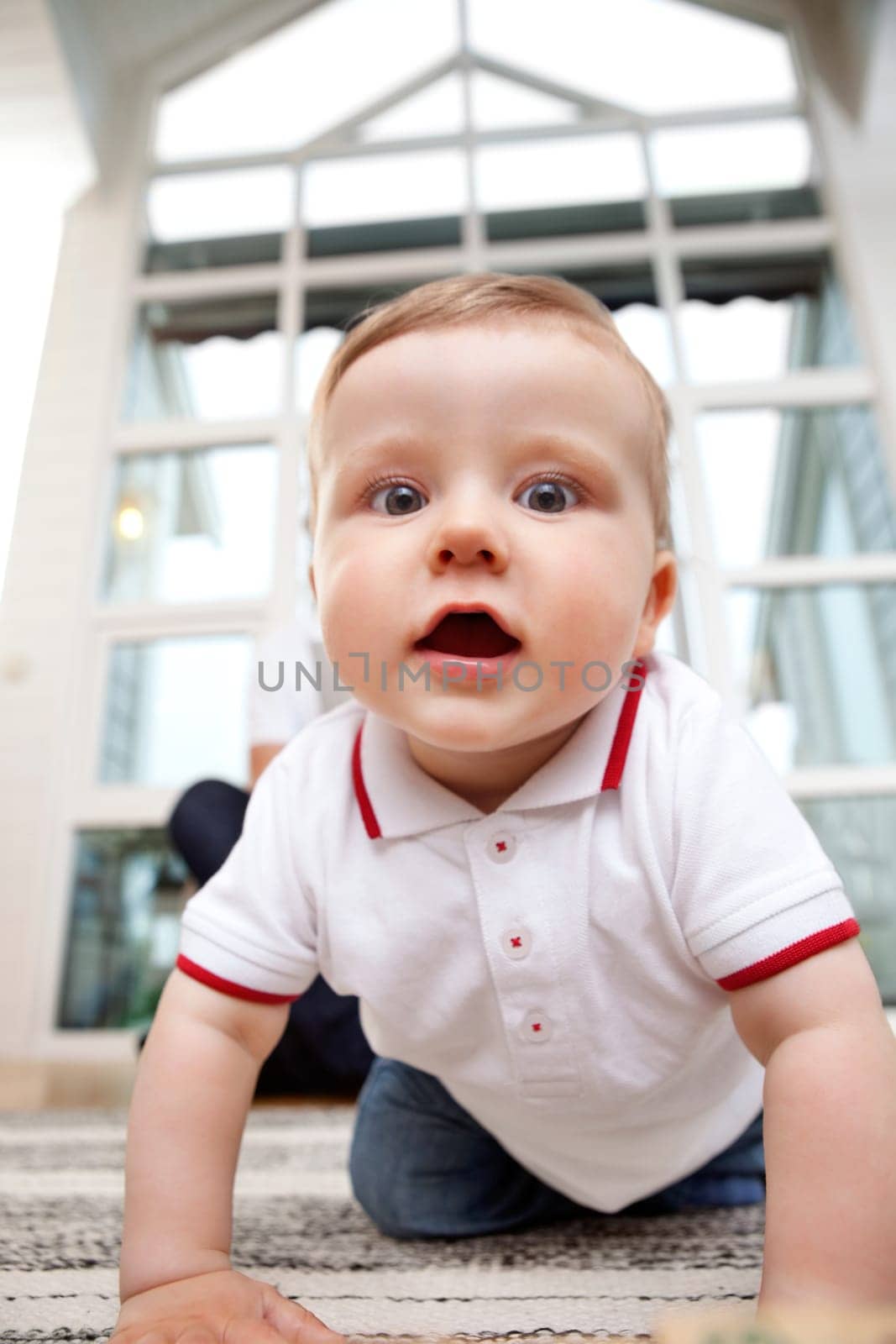 Portrait of cute adorable child at home