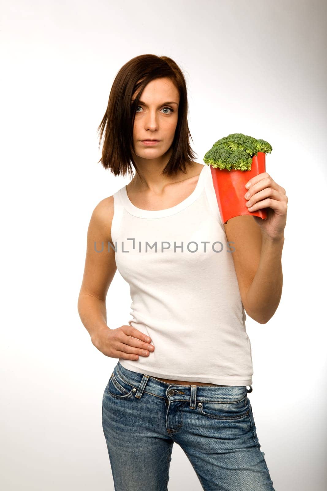A female with a fast food healthy snack
