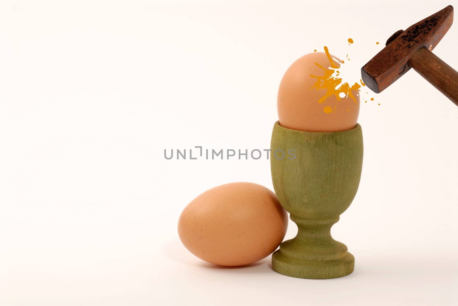 two eggs of hen broken