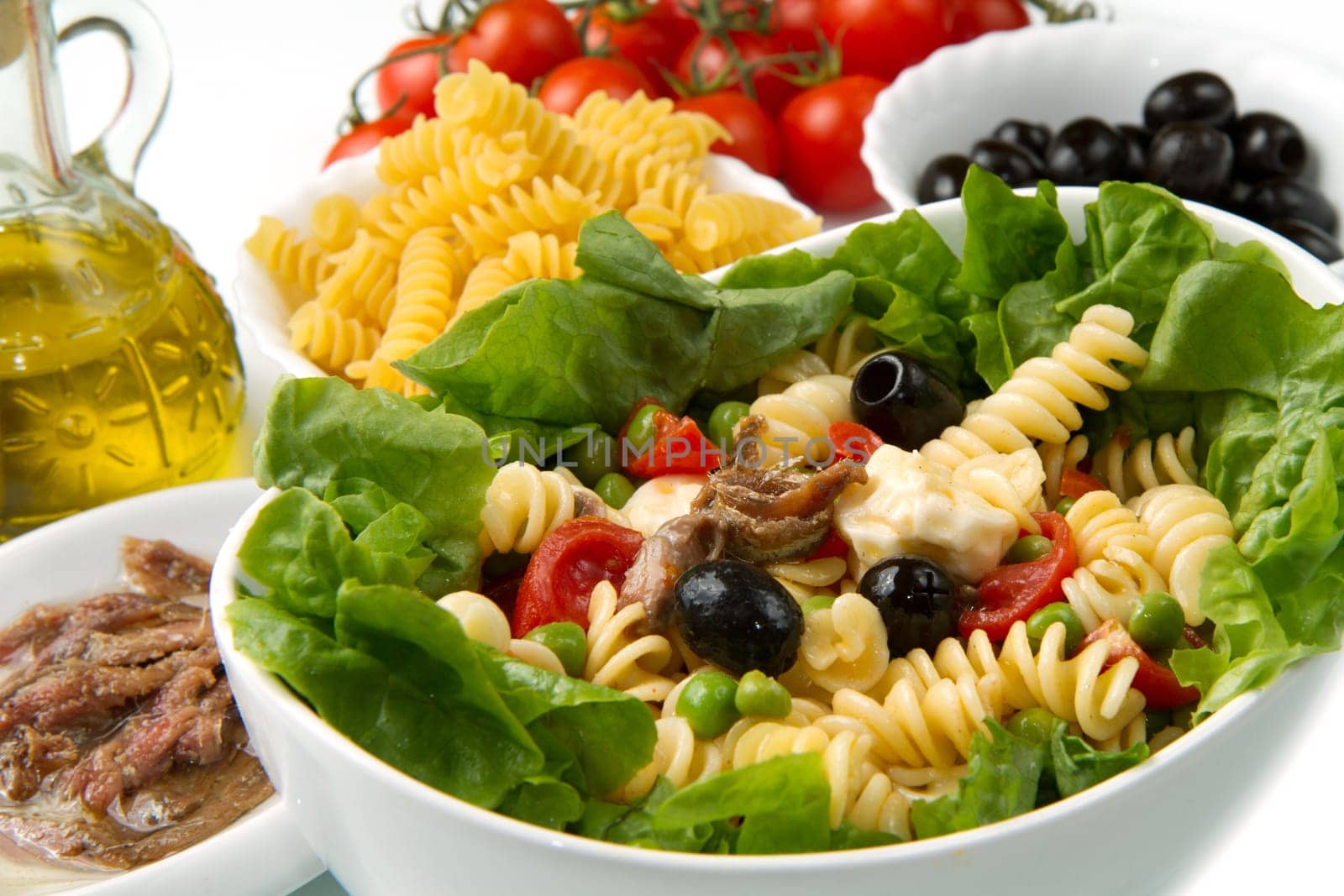 a dish with pasta salad