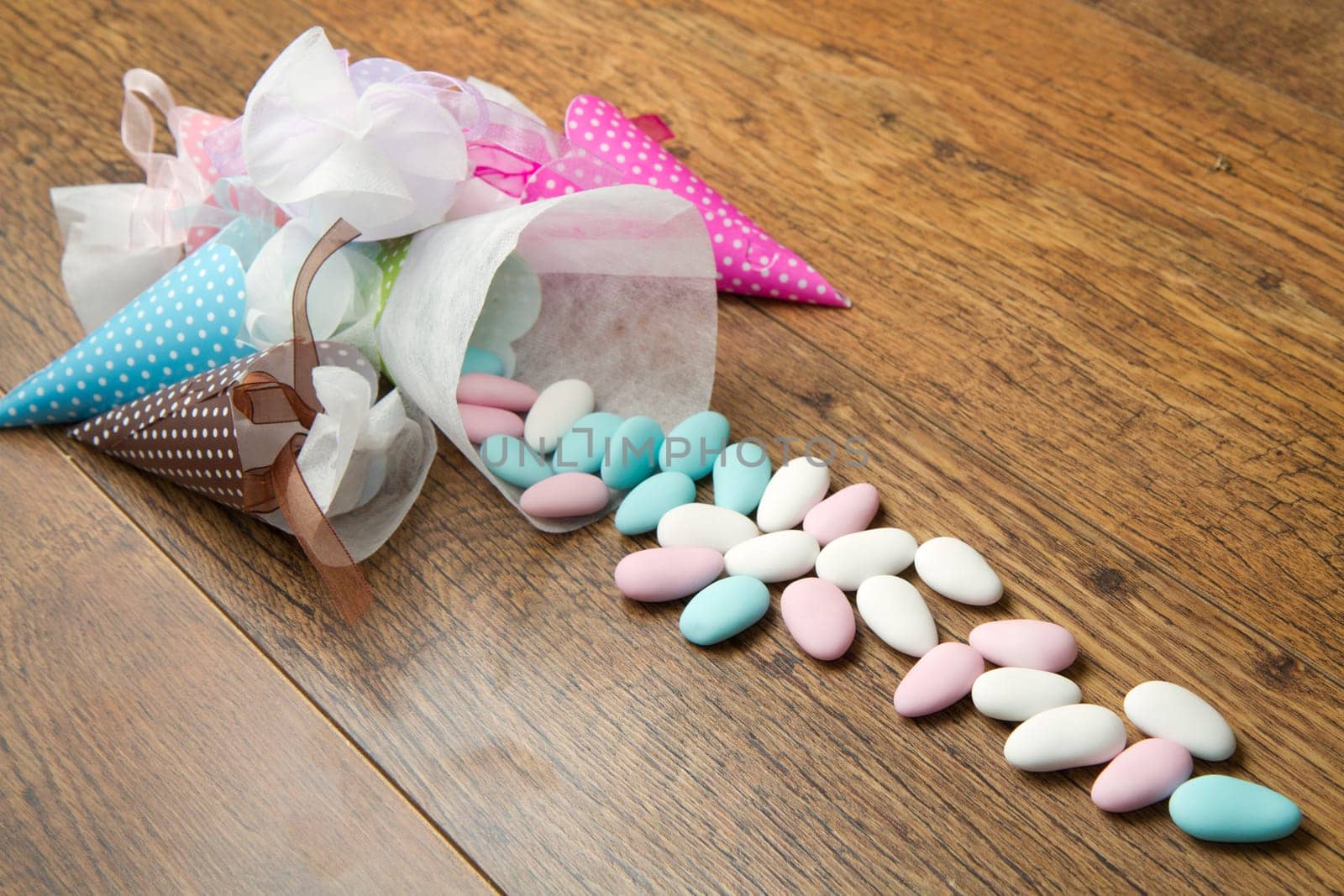 different colored candy favor
