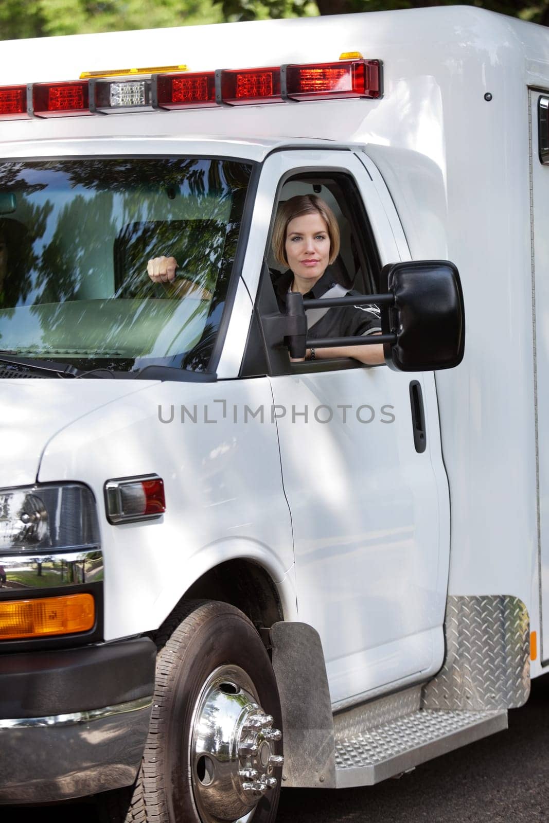 Portrait of a female ambulance driver