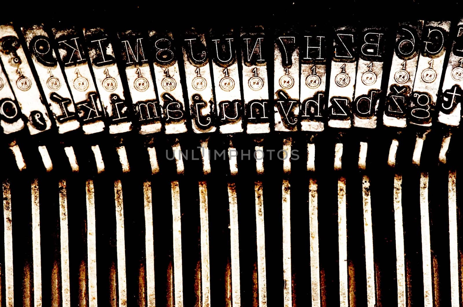 Detail of the part of old typewriting machine