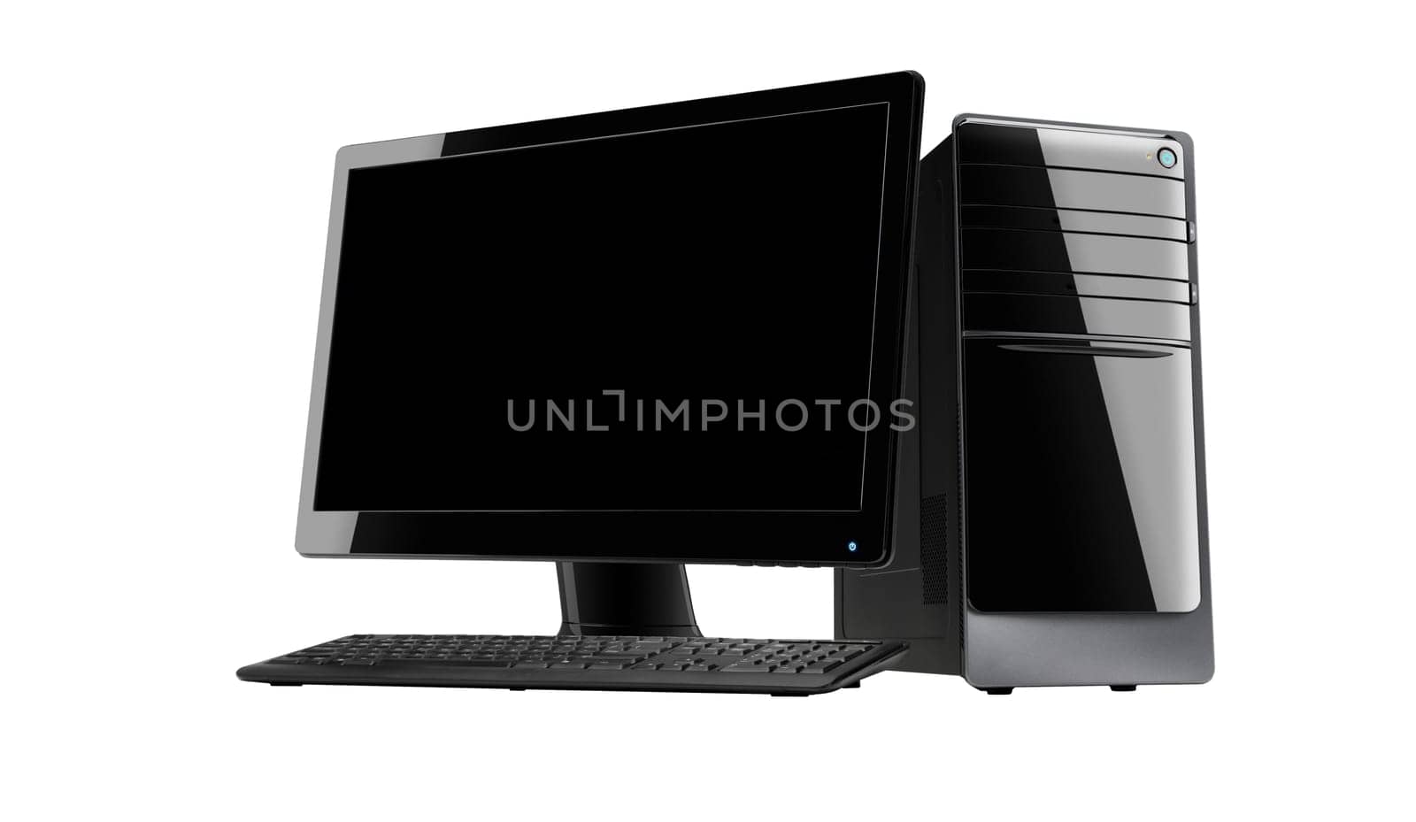 modern workstation computer isolated on white background