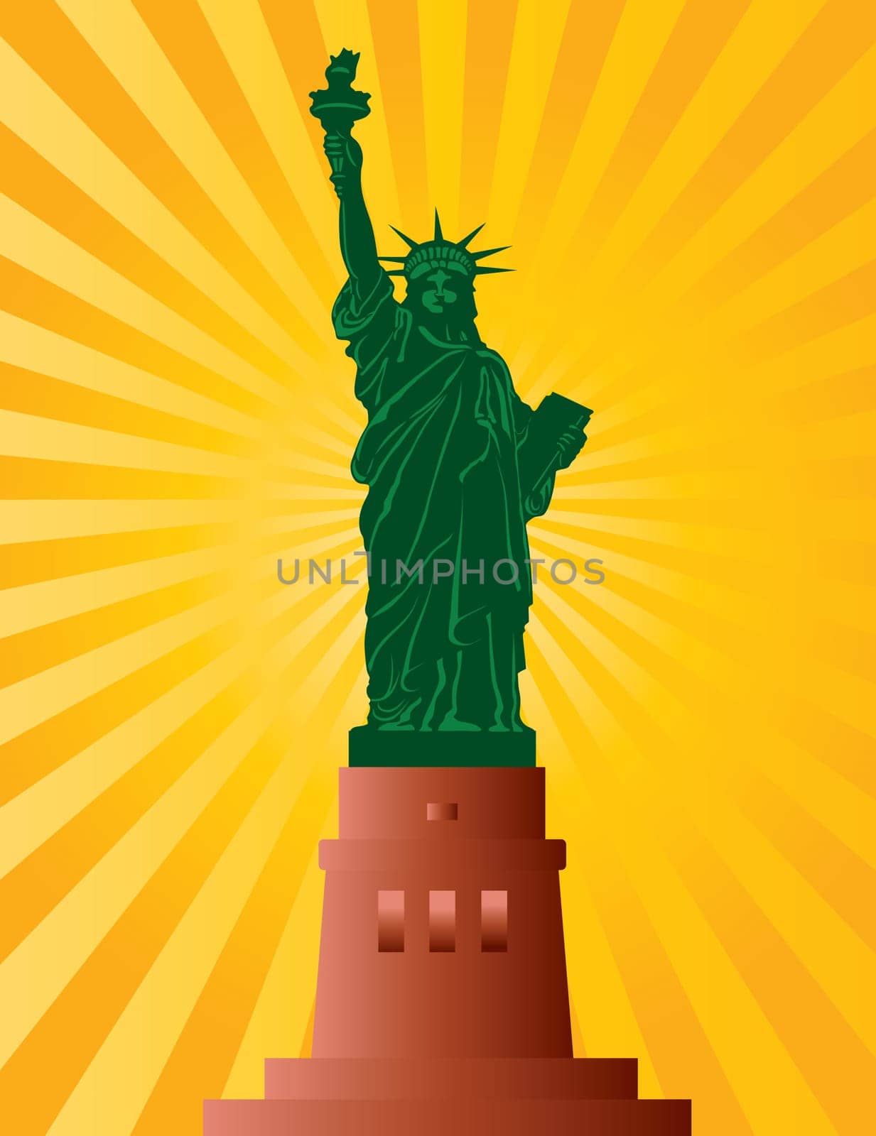 Statue of Liberty on Staten Island in New York City Illustration