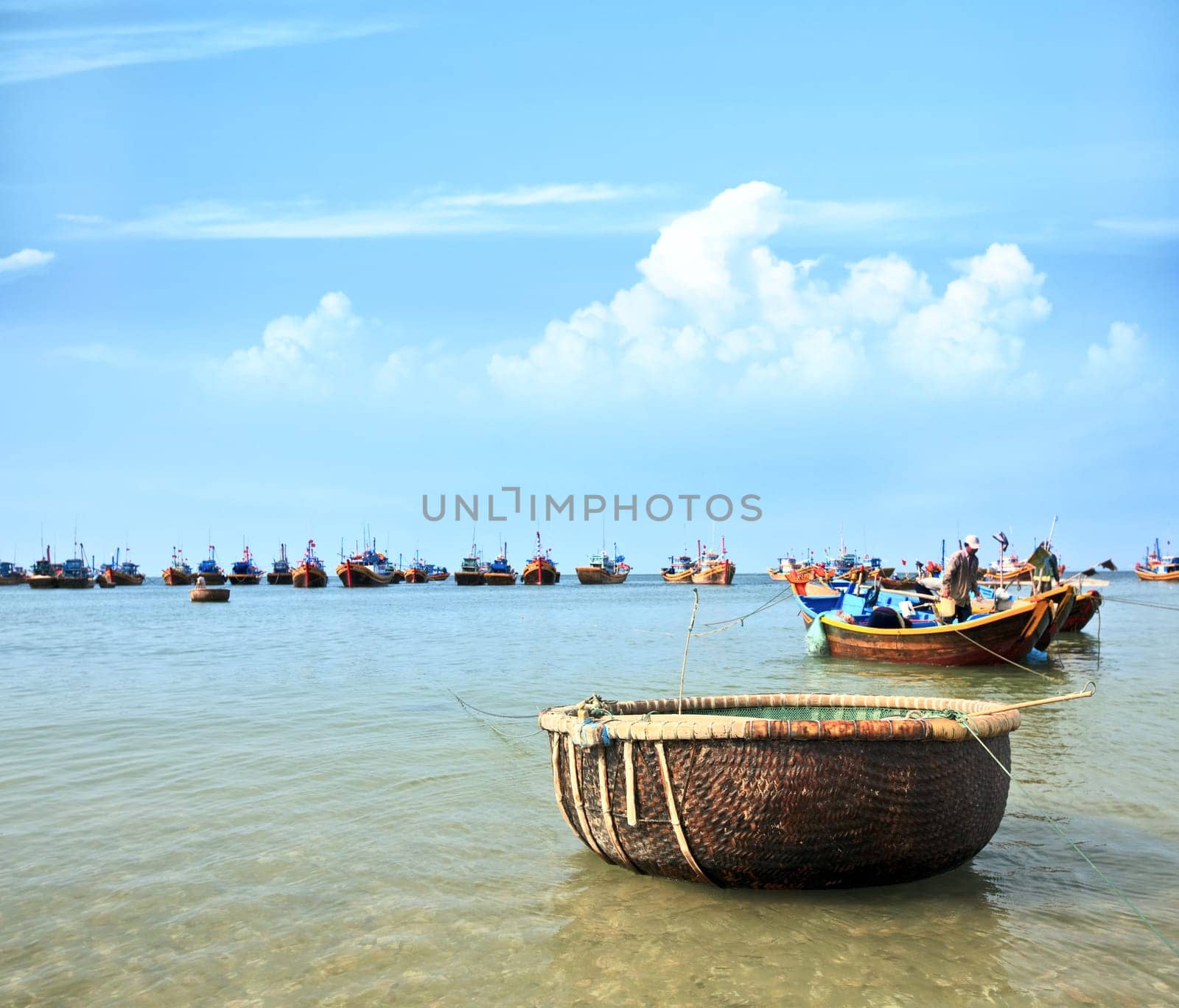 Mui Ne fishing village with a lot of boat