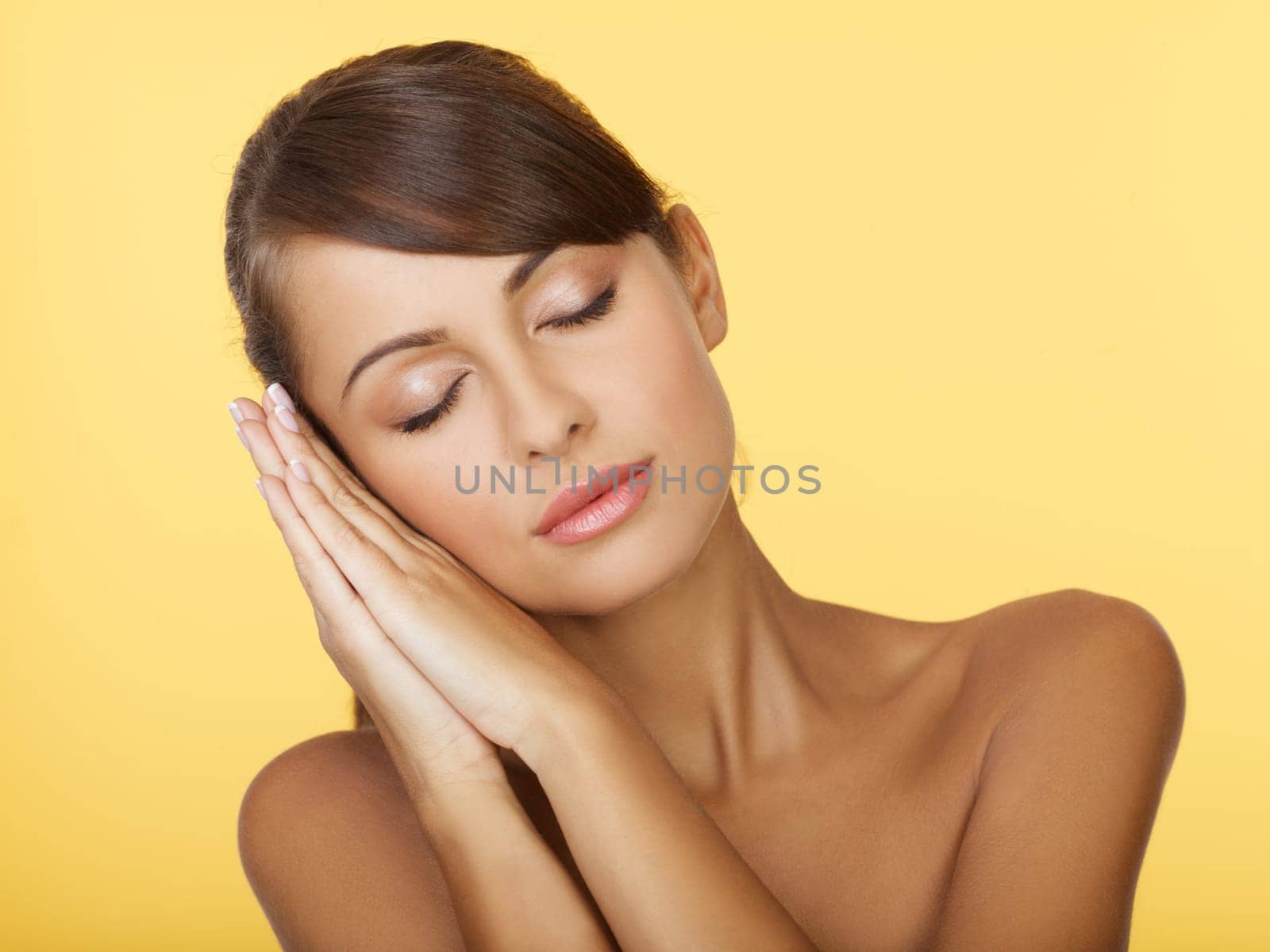 Beautiful and sexy woman with eyes closed