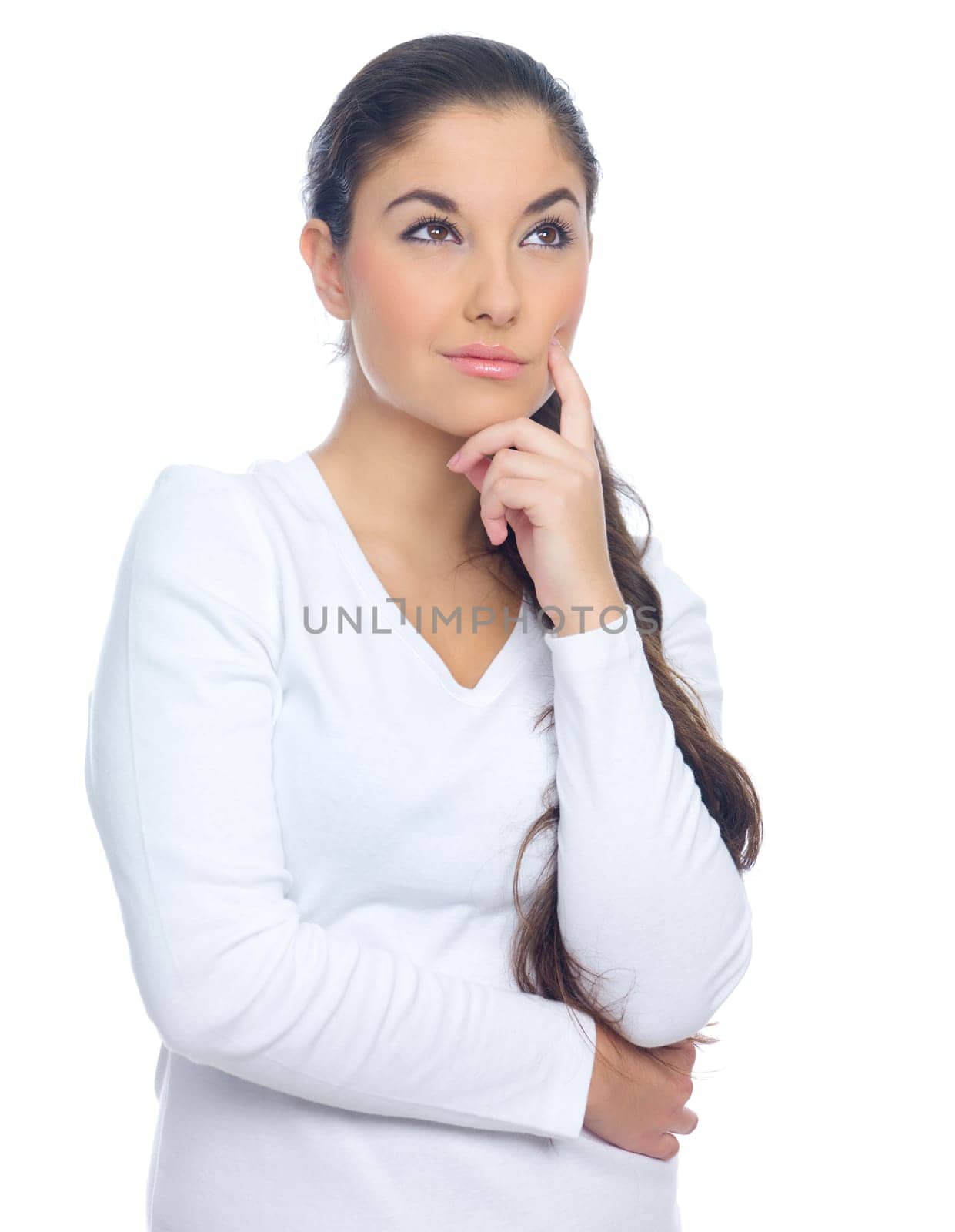 Portrait of a nice looking woman isolated on white