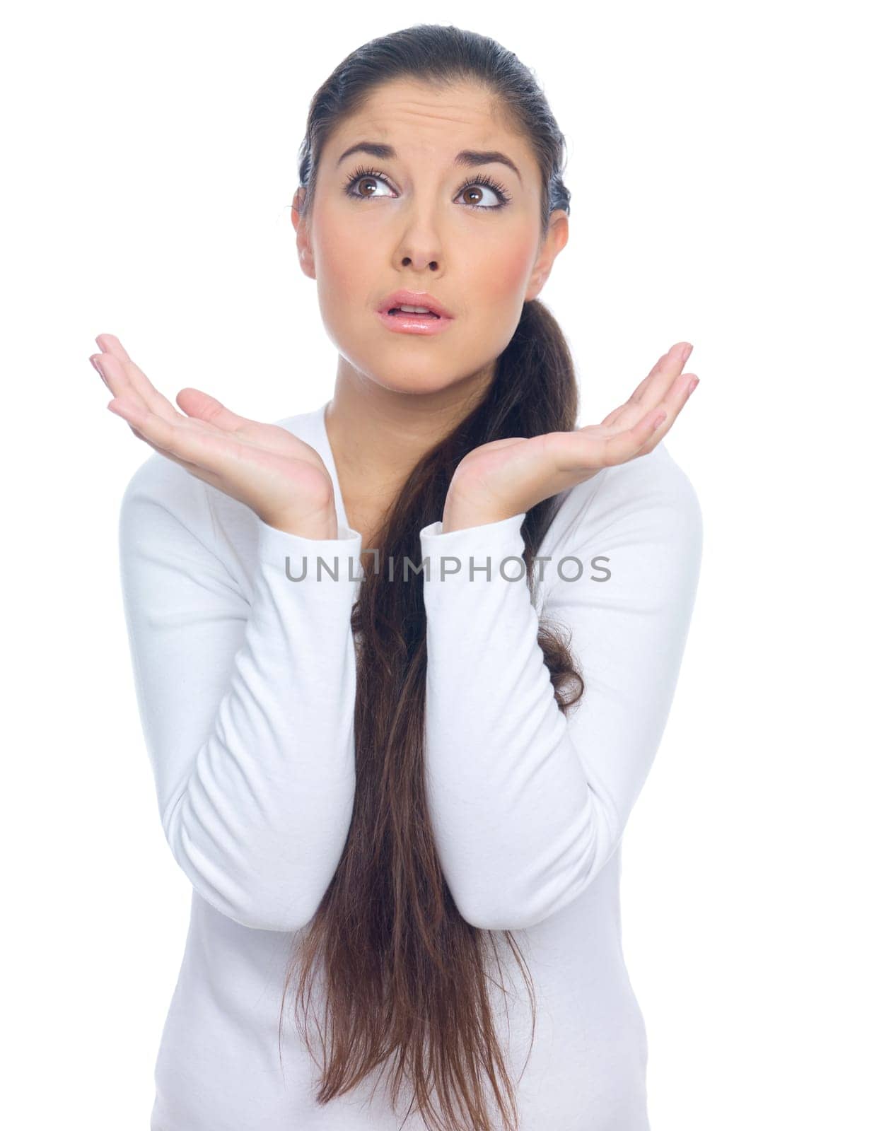 Portrait of a nice looking woman isolated on white