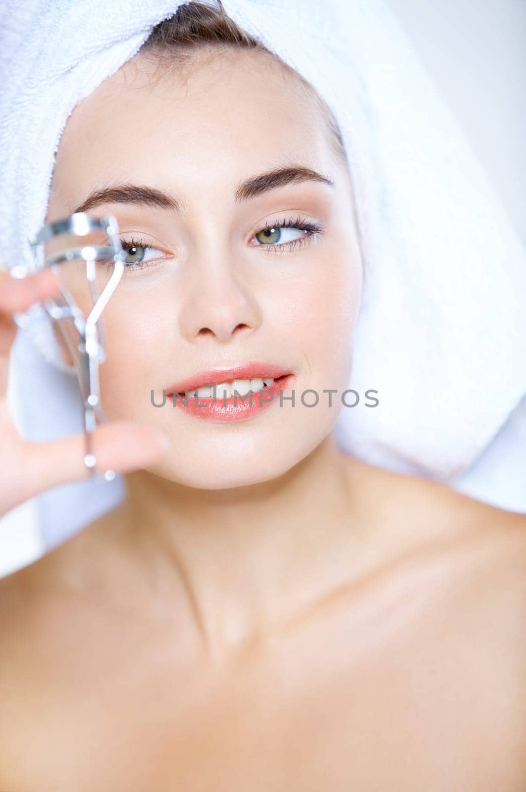 Portrait of cute teenage girl doing morning makeup