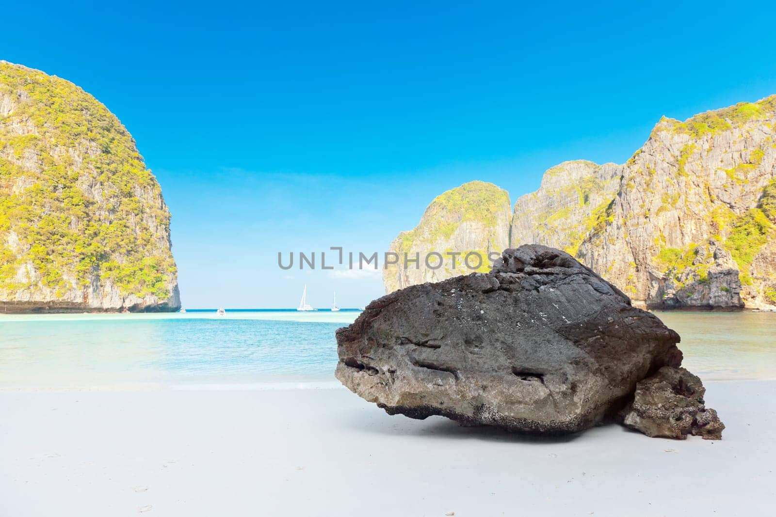 Maya bay at sunrise time. Phi phi island