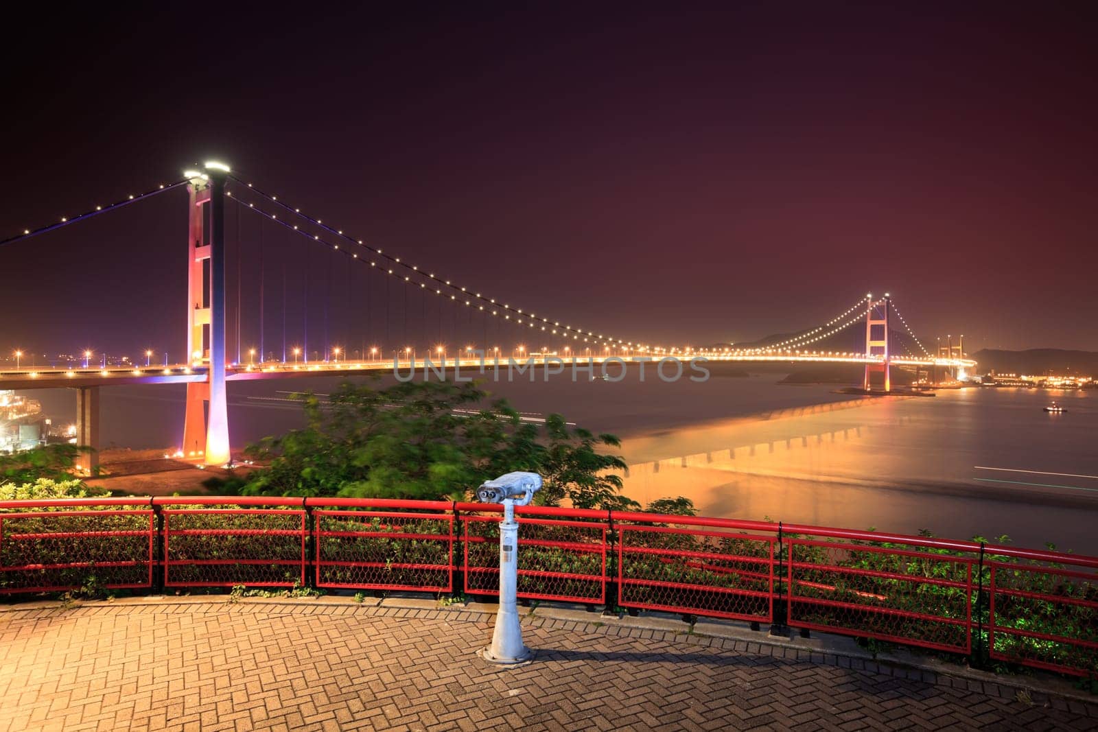 Tsing Ma Bridge from Lantau Link View Point. Hong Kong
