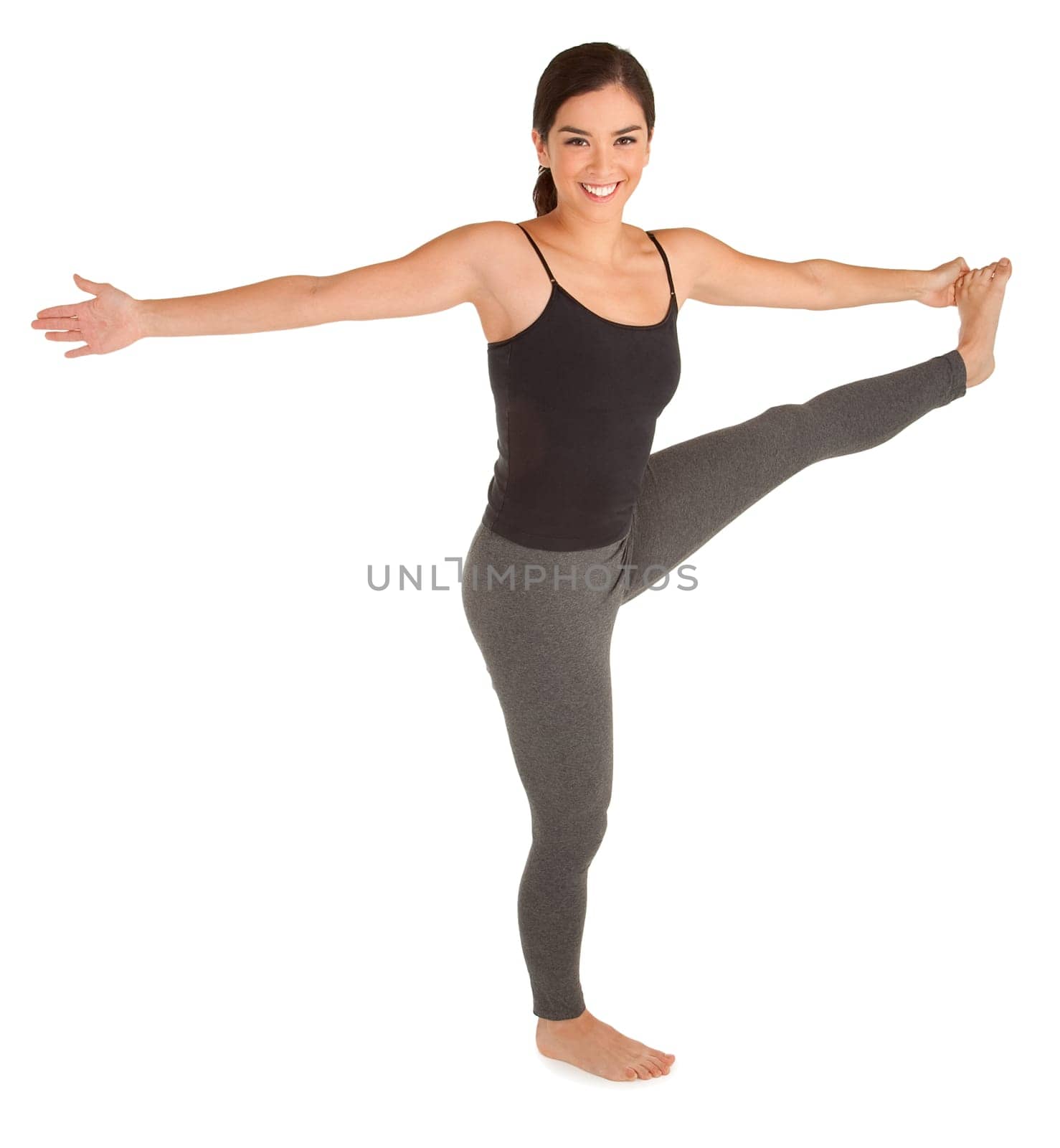 A young woman is exercising.